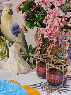 Bicchieri di vetro multicolore Ikat - Set di 4 bicchieri