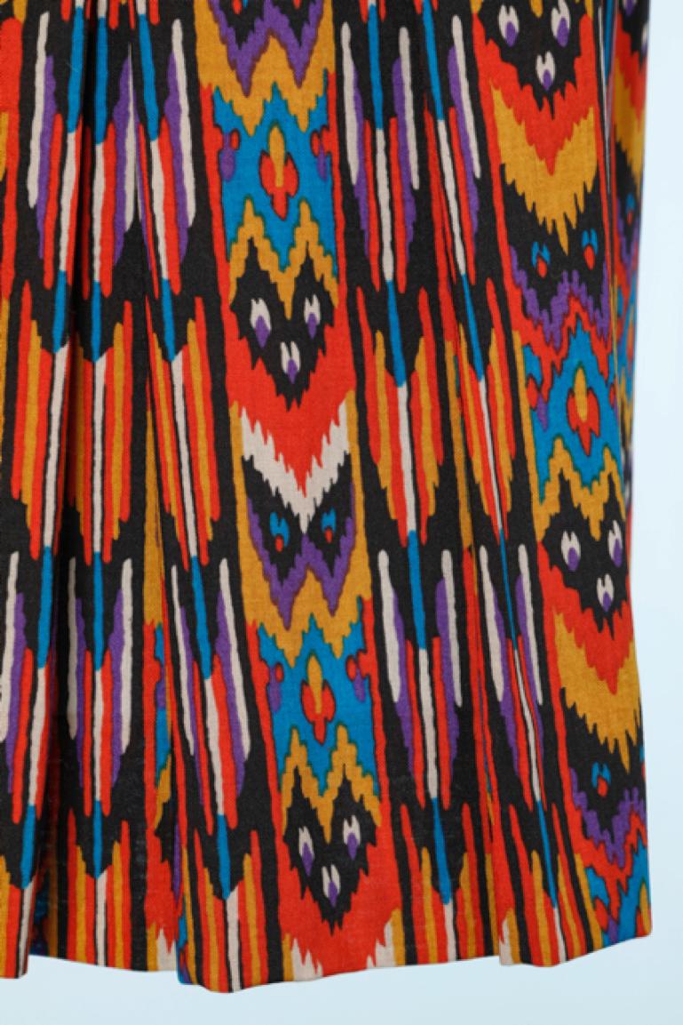 Brown Ikat pattern pleated skirt Saint Laurent Rive Gauche 