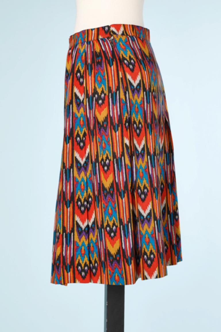 Ikat pattern pleated skirt Saint Laurent Rive Gauche  In Excellent Condition In Saint-Ouen-Sur-Seine, FR