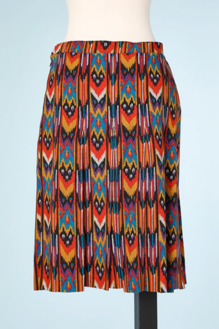 Ikat pattern pleated skirt Saint Laurent Rive Gauche For Sale at 1stDibs