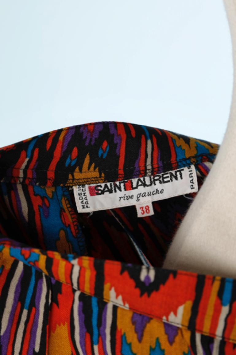 Ikat pattern pleated skirt Saint Laurent Rive Gauche  1