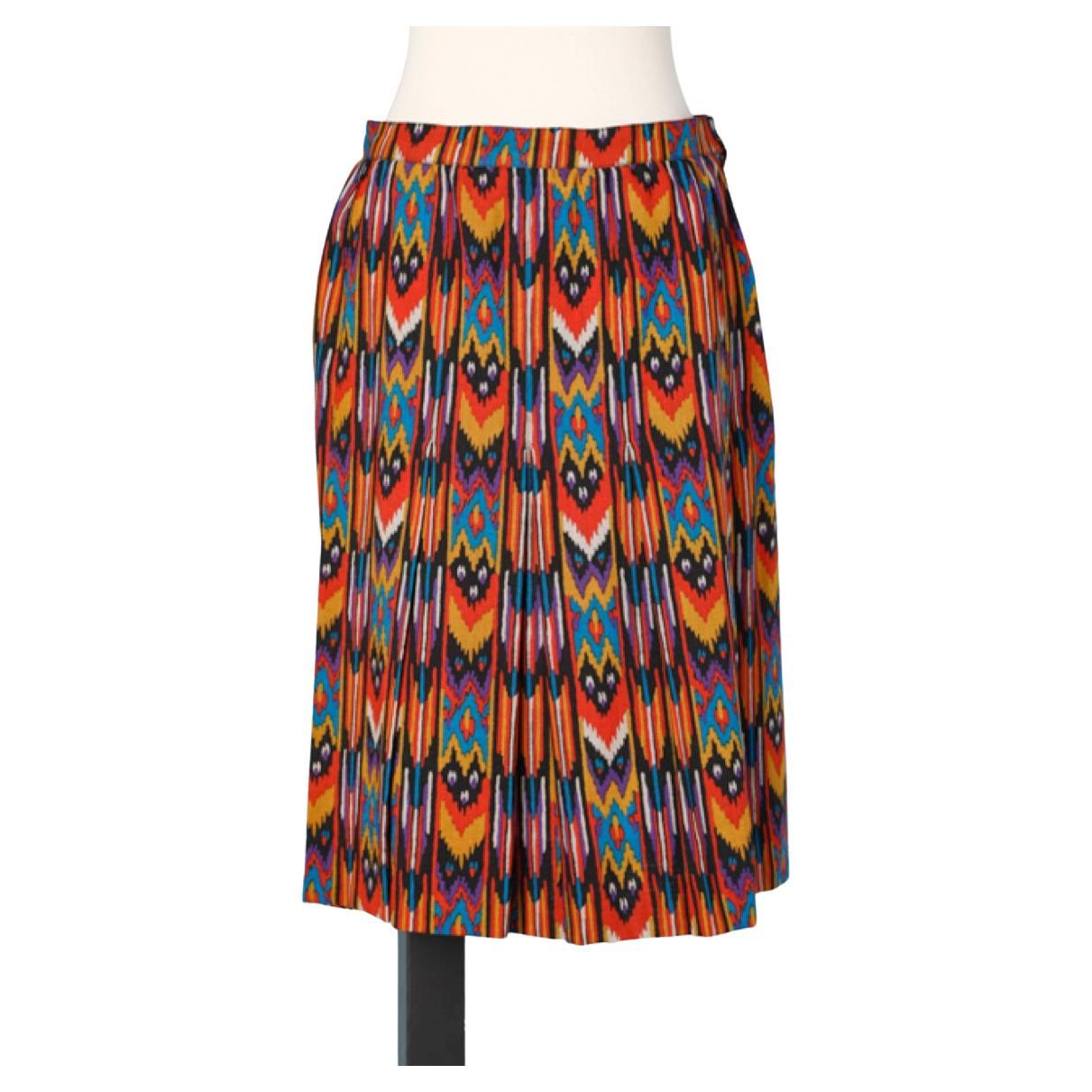 Ikat pattern pleated skirt Saint Laurent Rive Gauche 