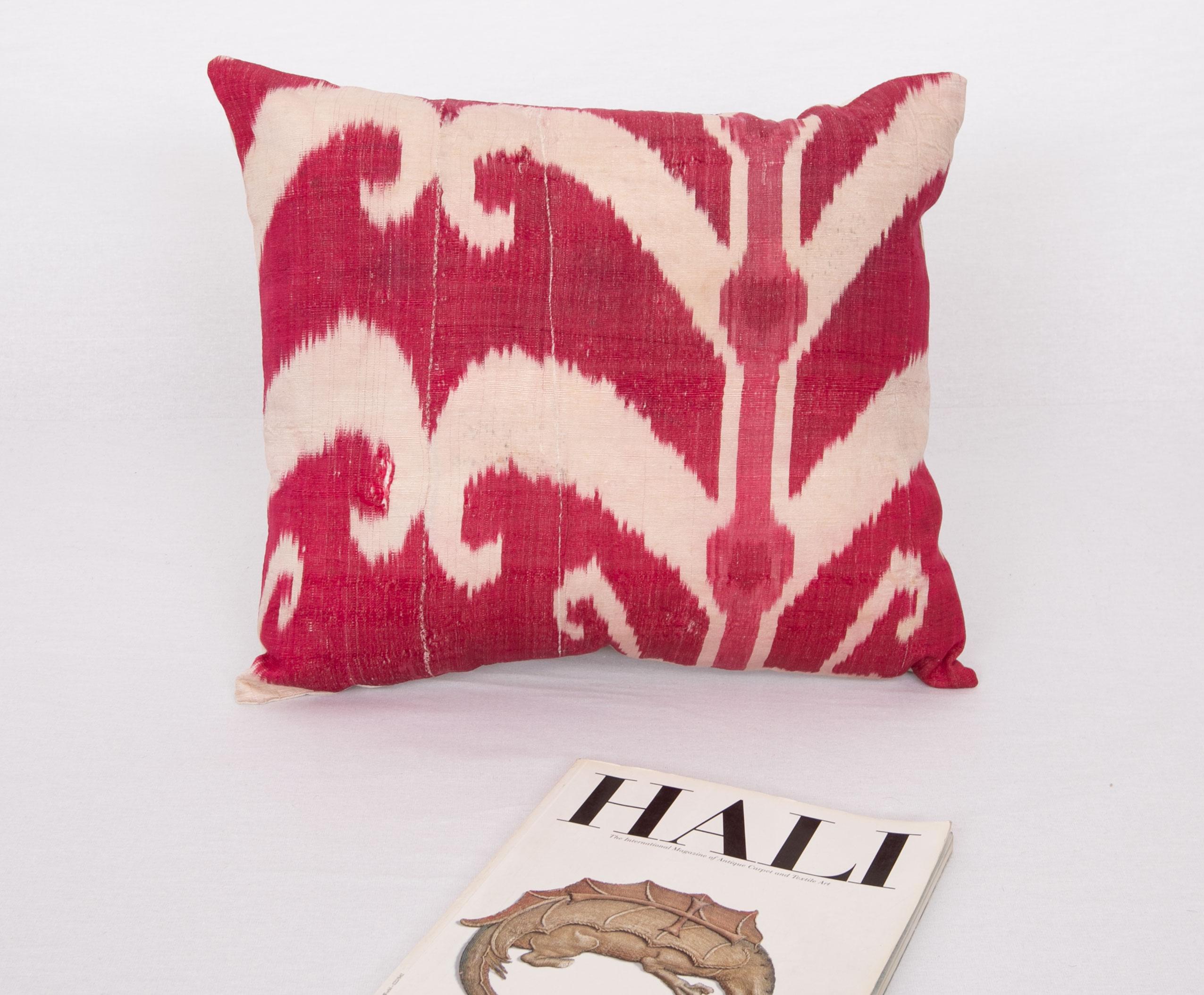 Uzbek Ikat Pillow Cover Made from an Antique Silk and Cotton Ikat For Sale