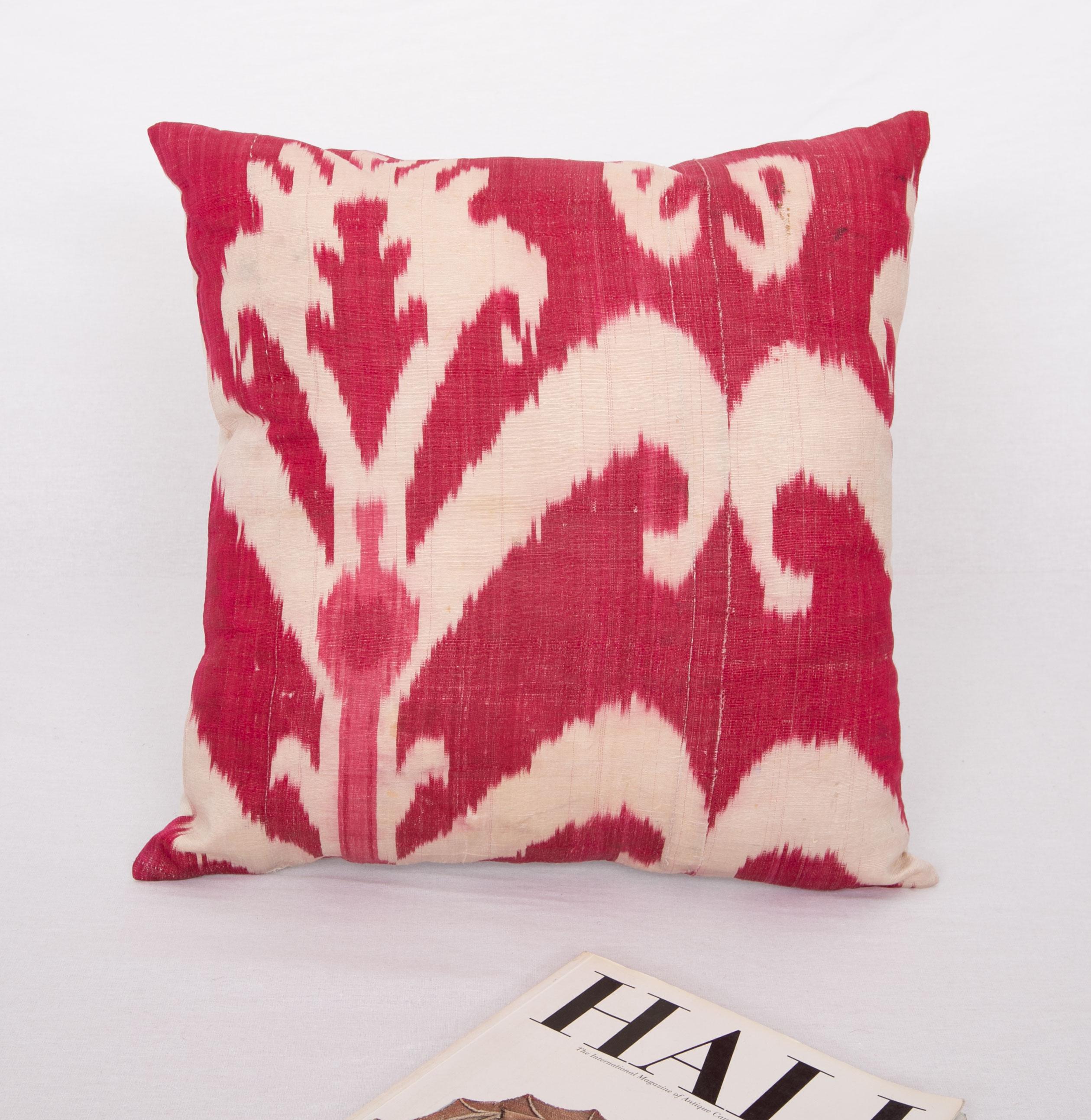 Uzbek Ikat Pillow Cover Made from an Antique Silk and Cotton Ikat For Sale