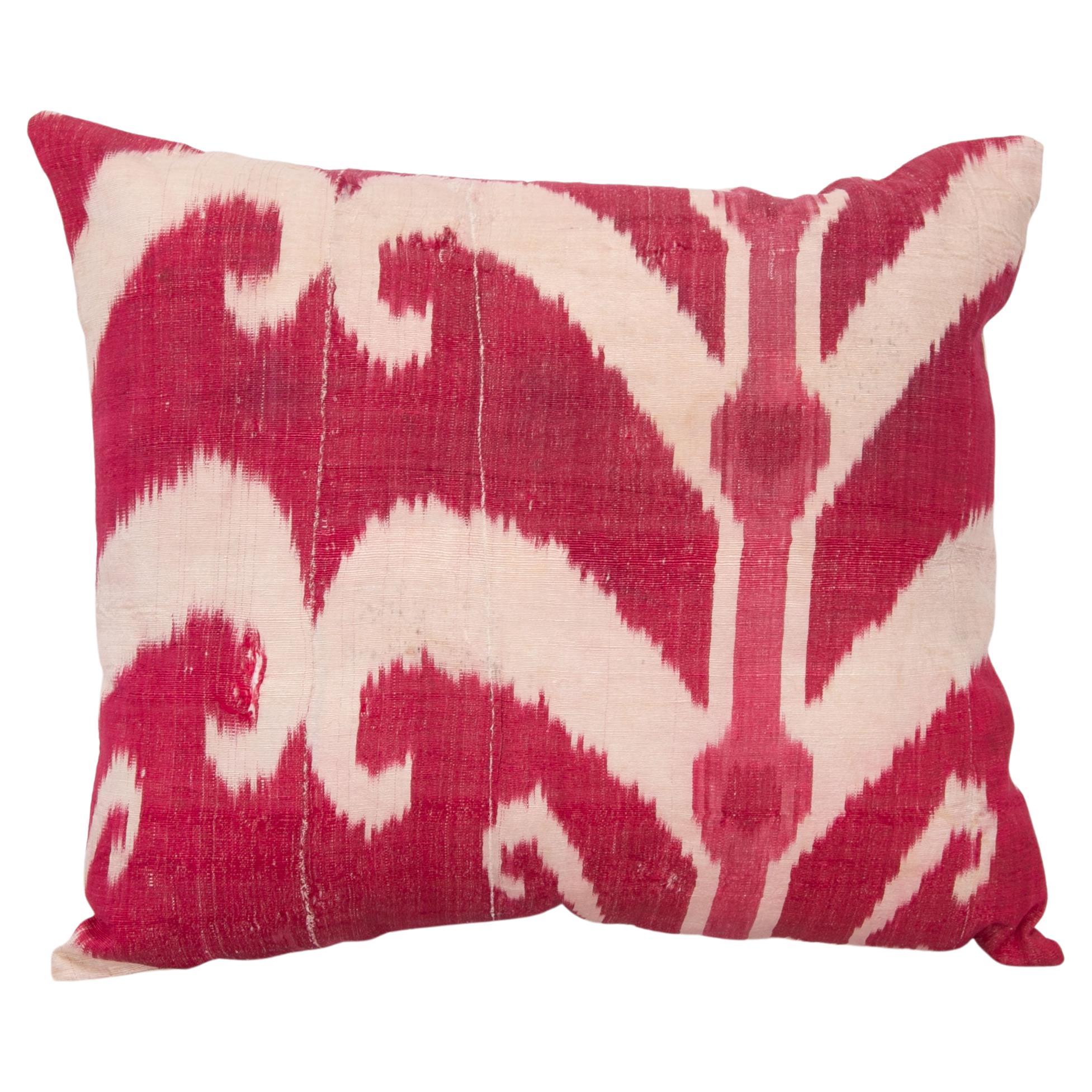 Ikat Pillow Cover Made from an Antique Silk and Cotton Ikat For Sale