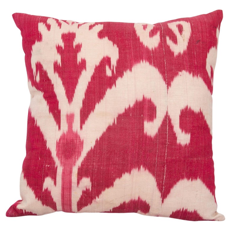 Ikat Pillow Cover Made from an Antique Silk and Cotton Ikat For Sale at