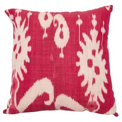 Couvercle d'oreiller Ikat en soie et coton antique