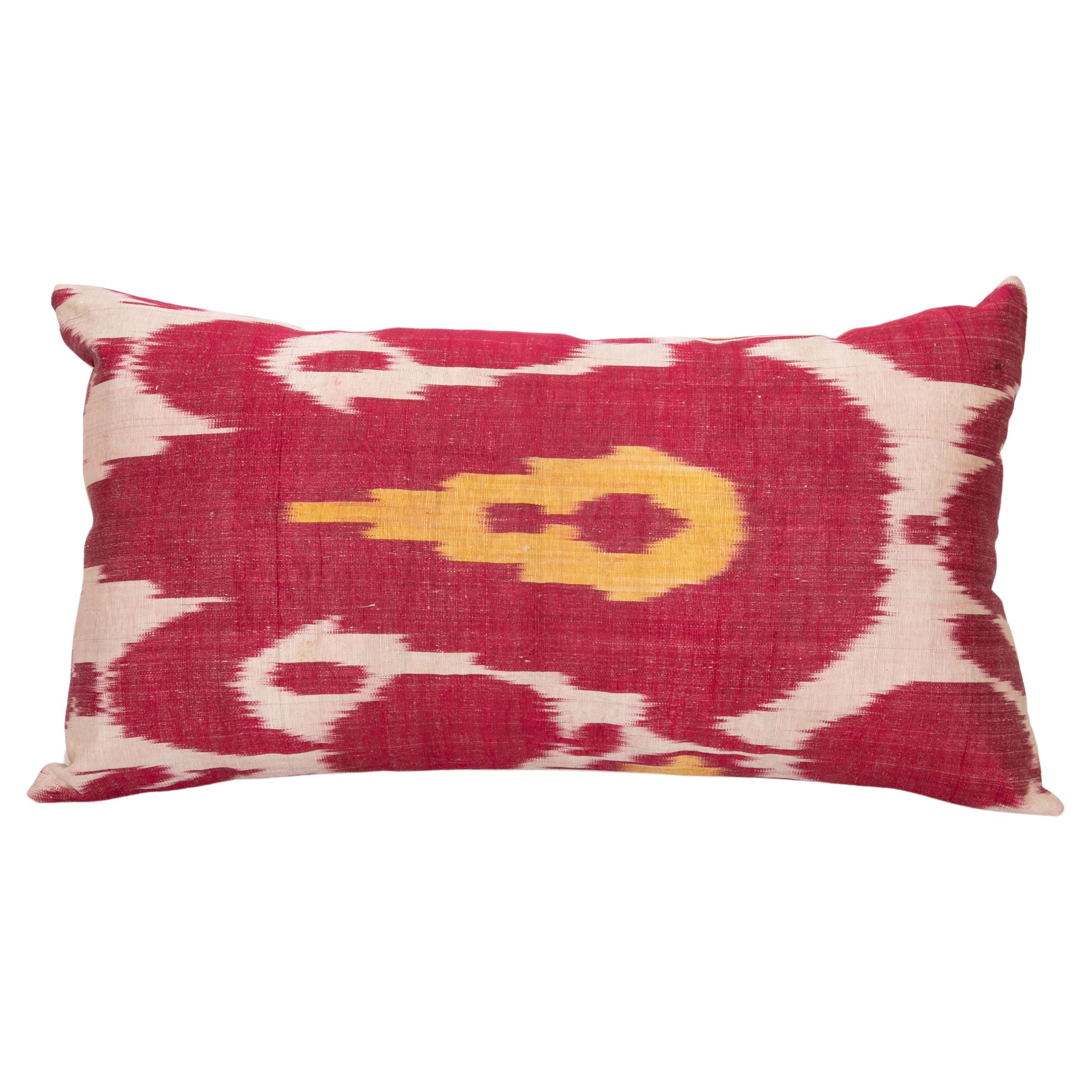 Ikat Pillow Cover Made from an Antique Silk and Cotton Ikat For Sale