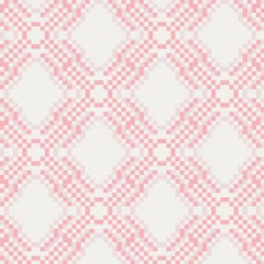 Papier peint sérigraphié Ikat Pixel Blossom « Pink and Blush on White » (rose sur blanc)