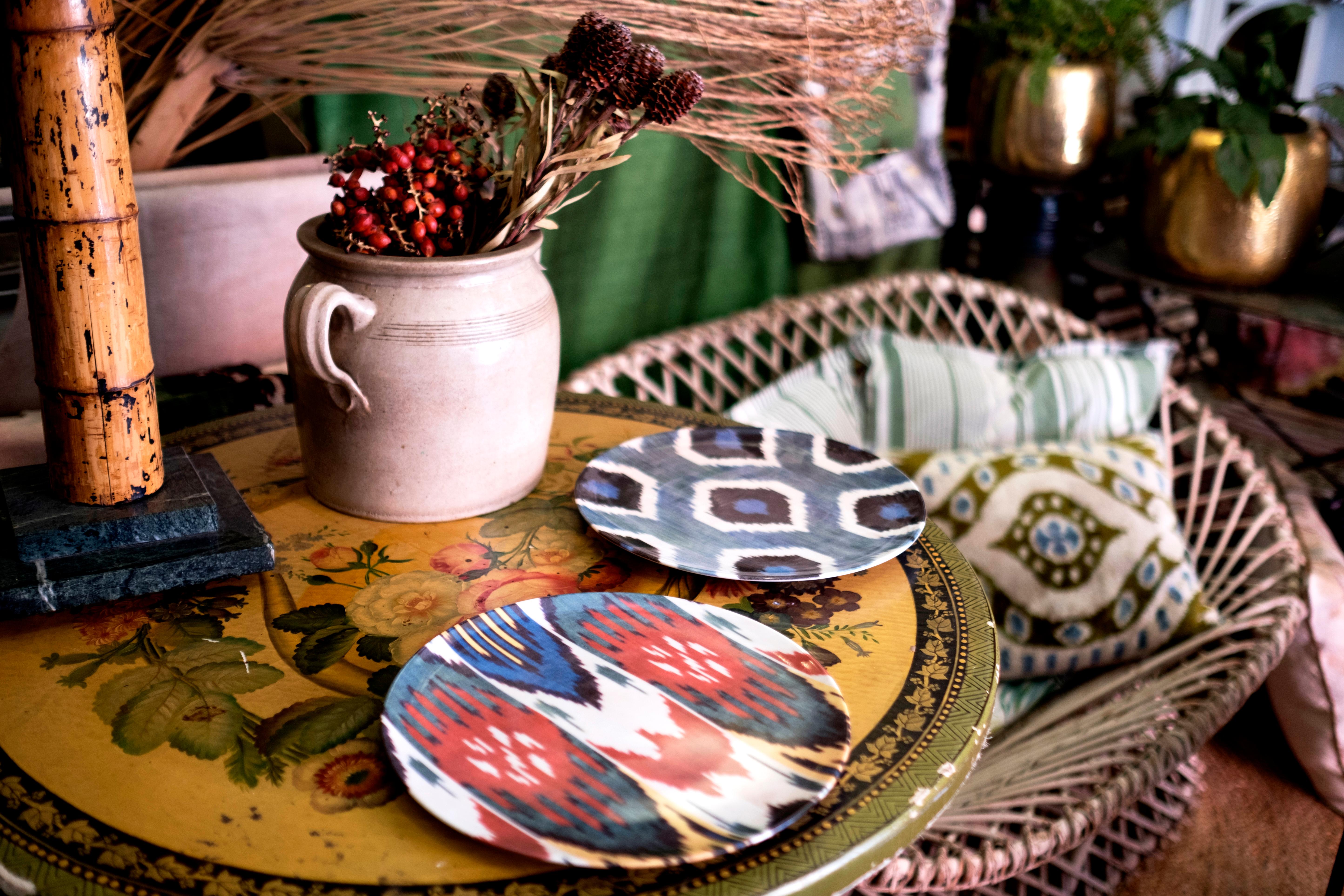 Ikat Porcelain Dessert Plates Set of Six Made in Italy In New Condition For Sale In ROCCAVIVARA CB, IT