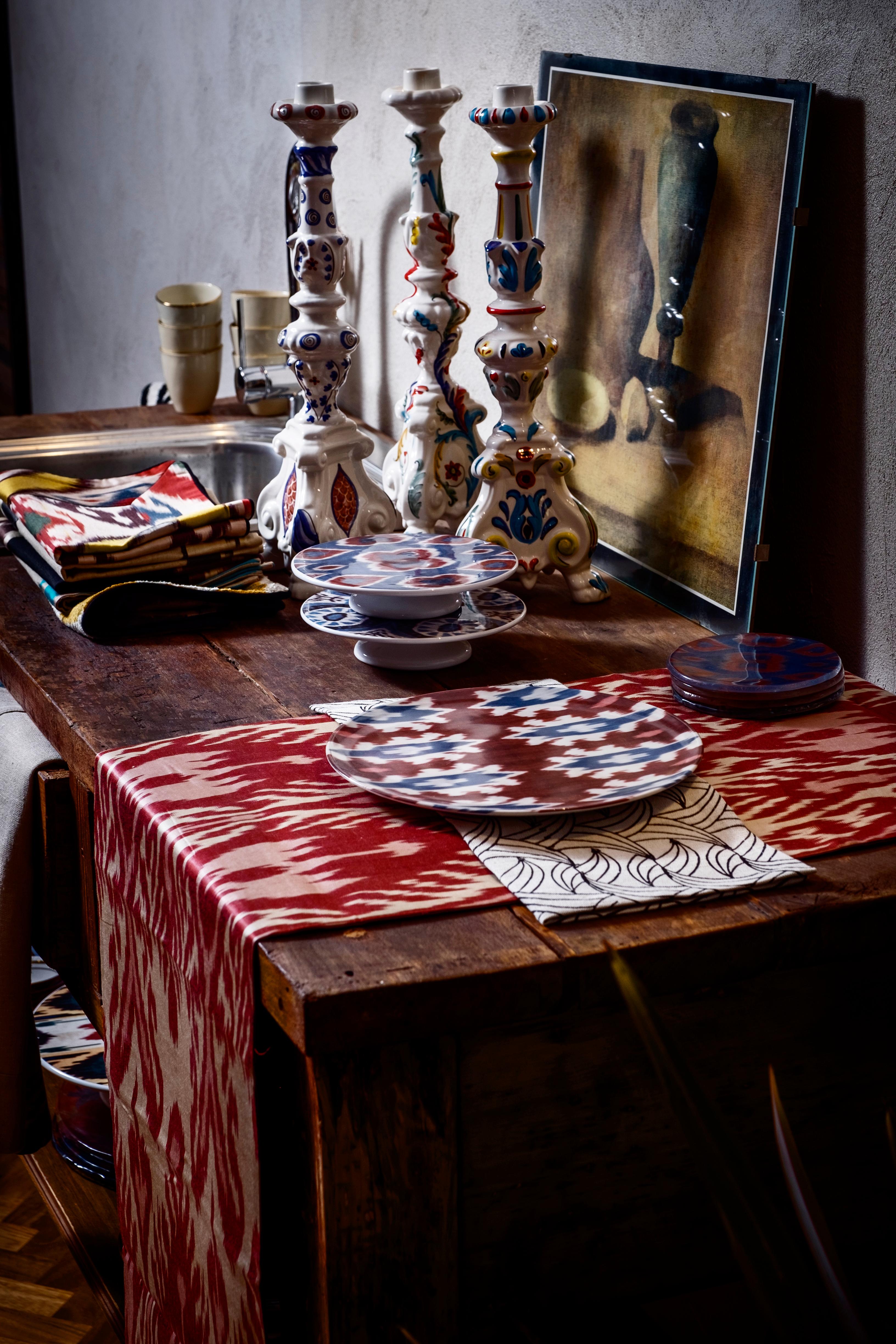 Ikat Porcelain Dessert Plates Set of Six Made in Italy For Sale 5