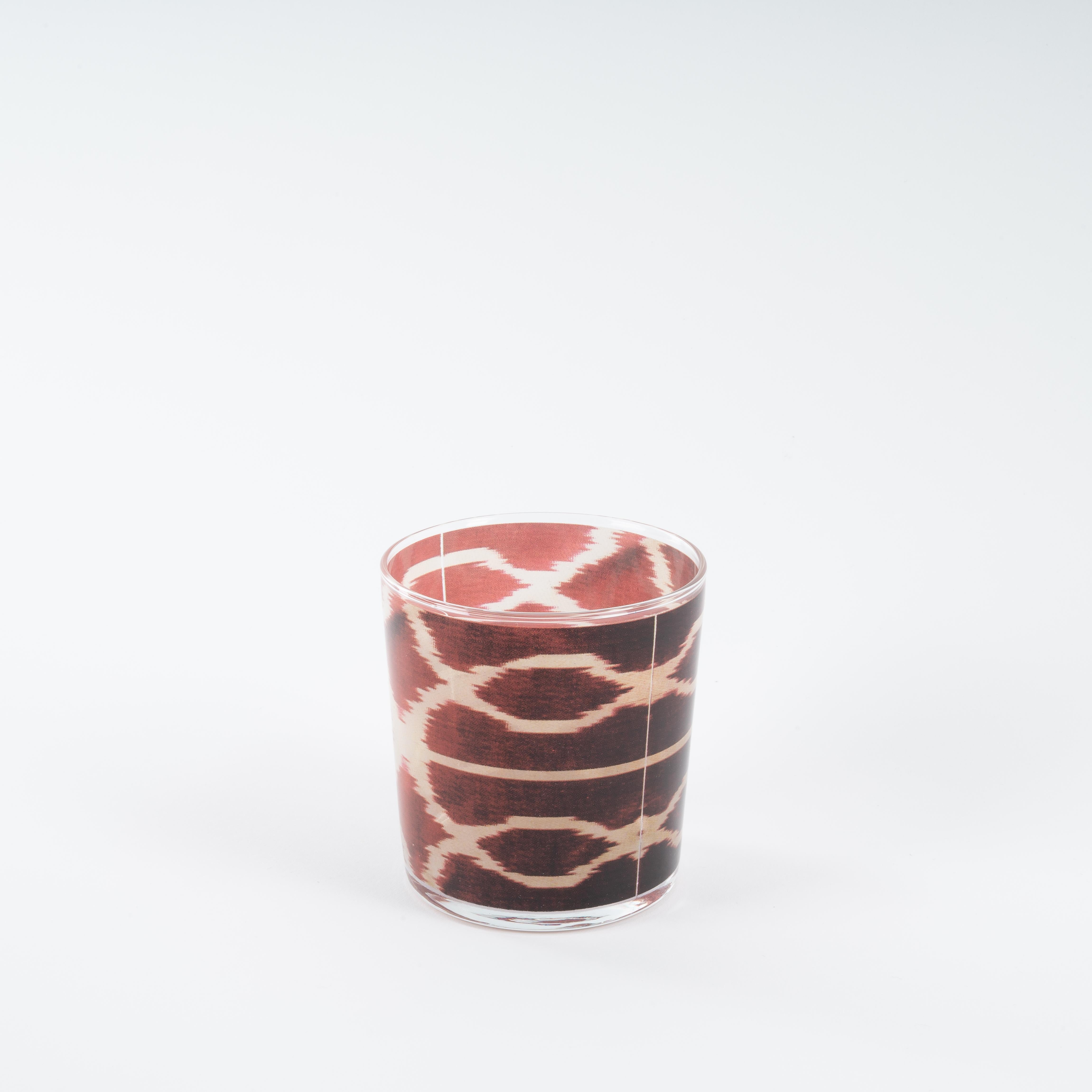 Vasos de Vidrio Ikat Rojo - Set de 4 Moderno en venta