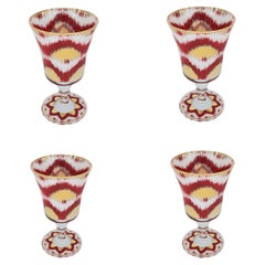 Juego de 4 Copas Ikat Rojo Oro