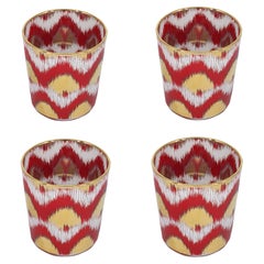 Ikat Red Gold Tumblers Set of 4