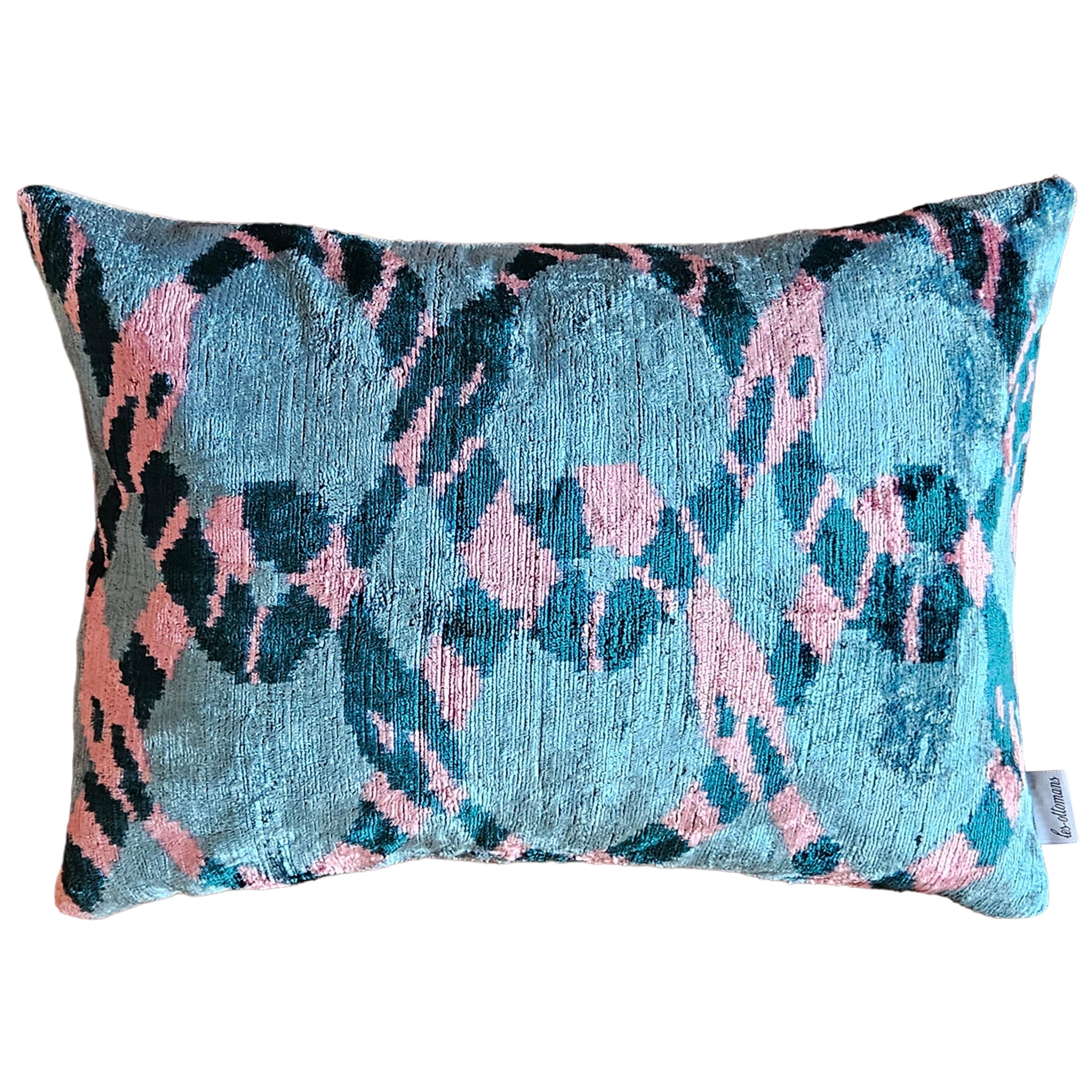 Ikat Silk Velvet Handmade Pillow - Snakes