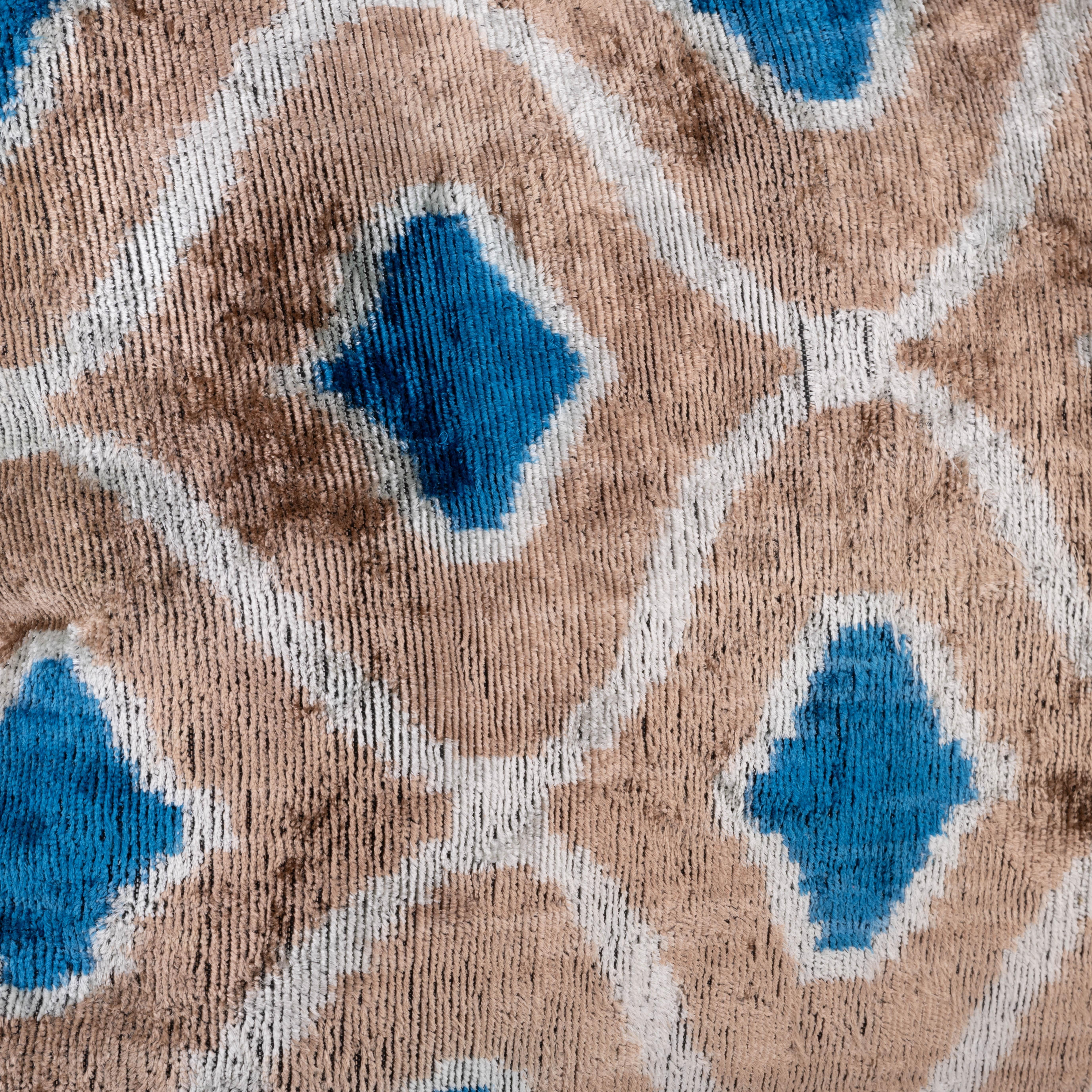 Modern Ikat Silk Velvet Handmade Pillow - Style #36 For Sale