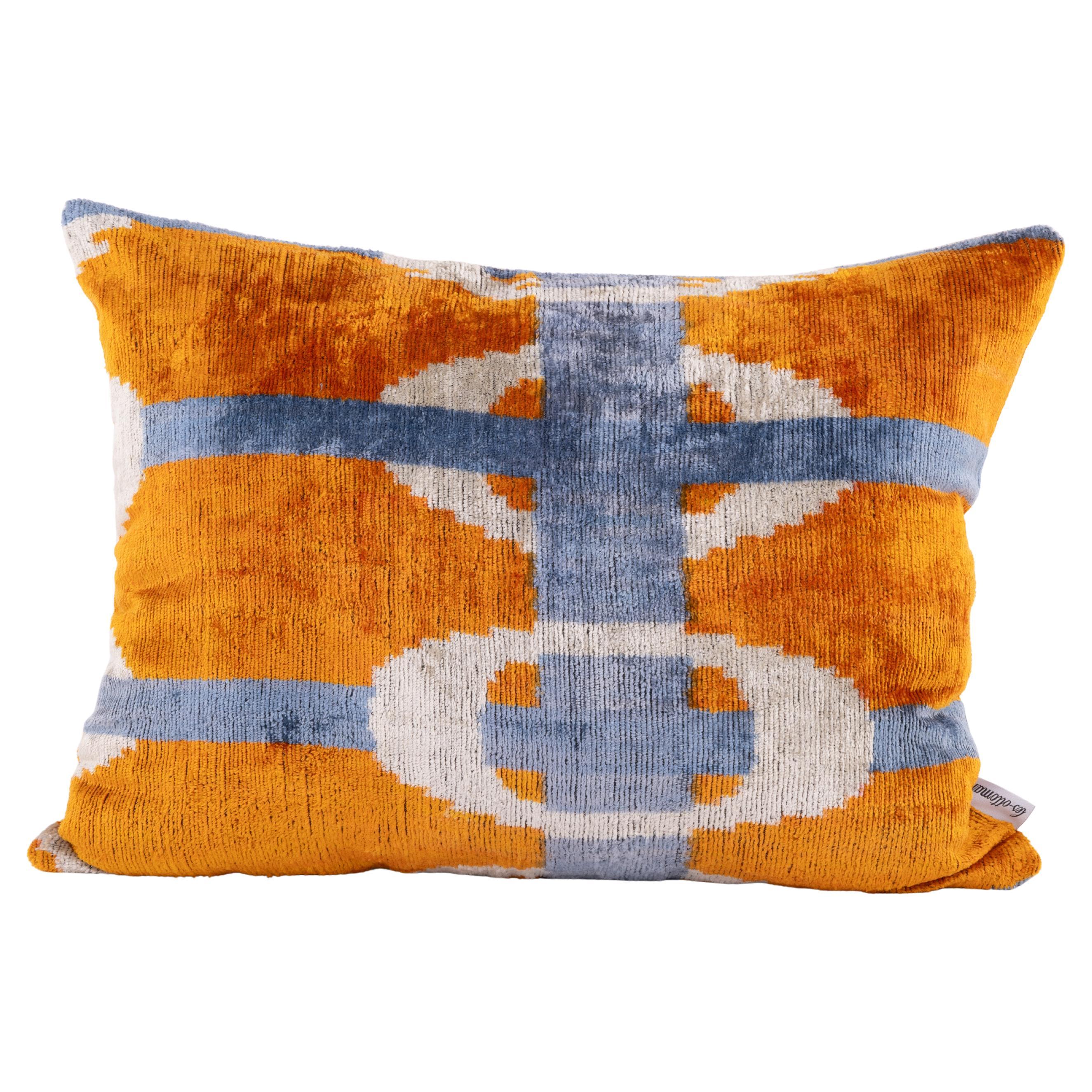 Ikat Silk Velvet Handmade Pillow - Style #381