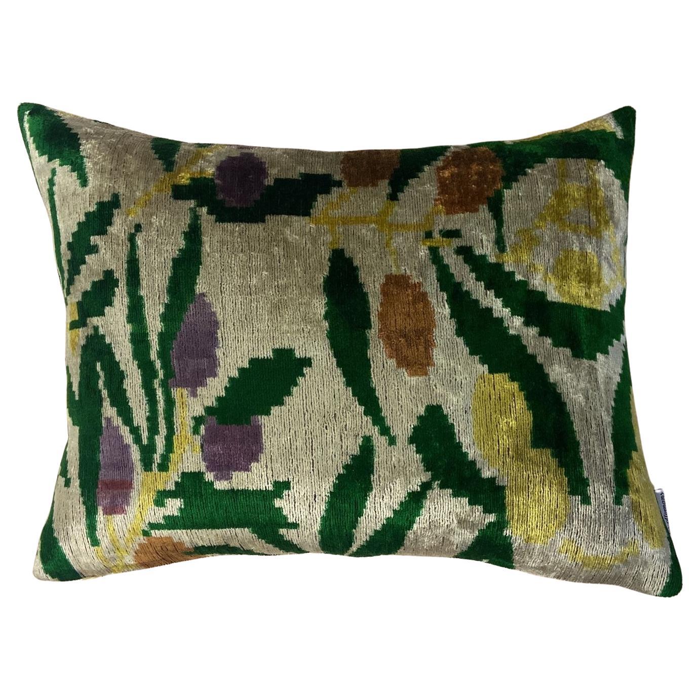 Ikat Silk Velvet Handmade Pillow - Style #502