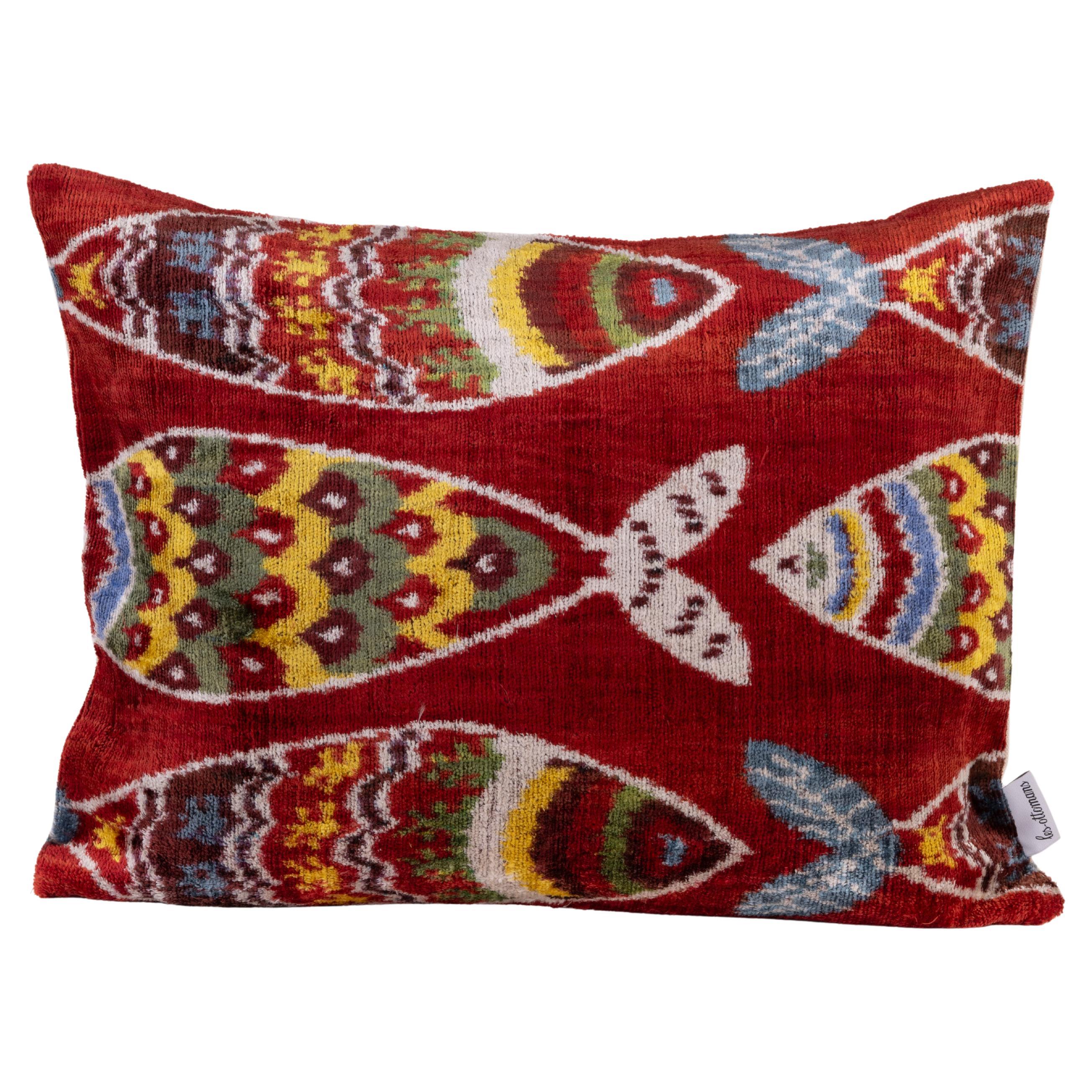 Ikat Silk Velvet Handmade Pillow - Style #649