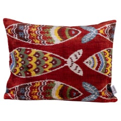Almohada Ikat de terciopelo de seda hecha a mano - Estilo #649