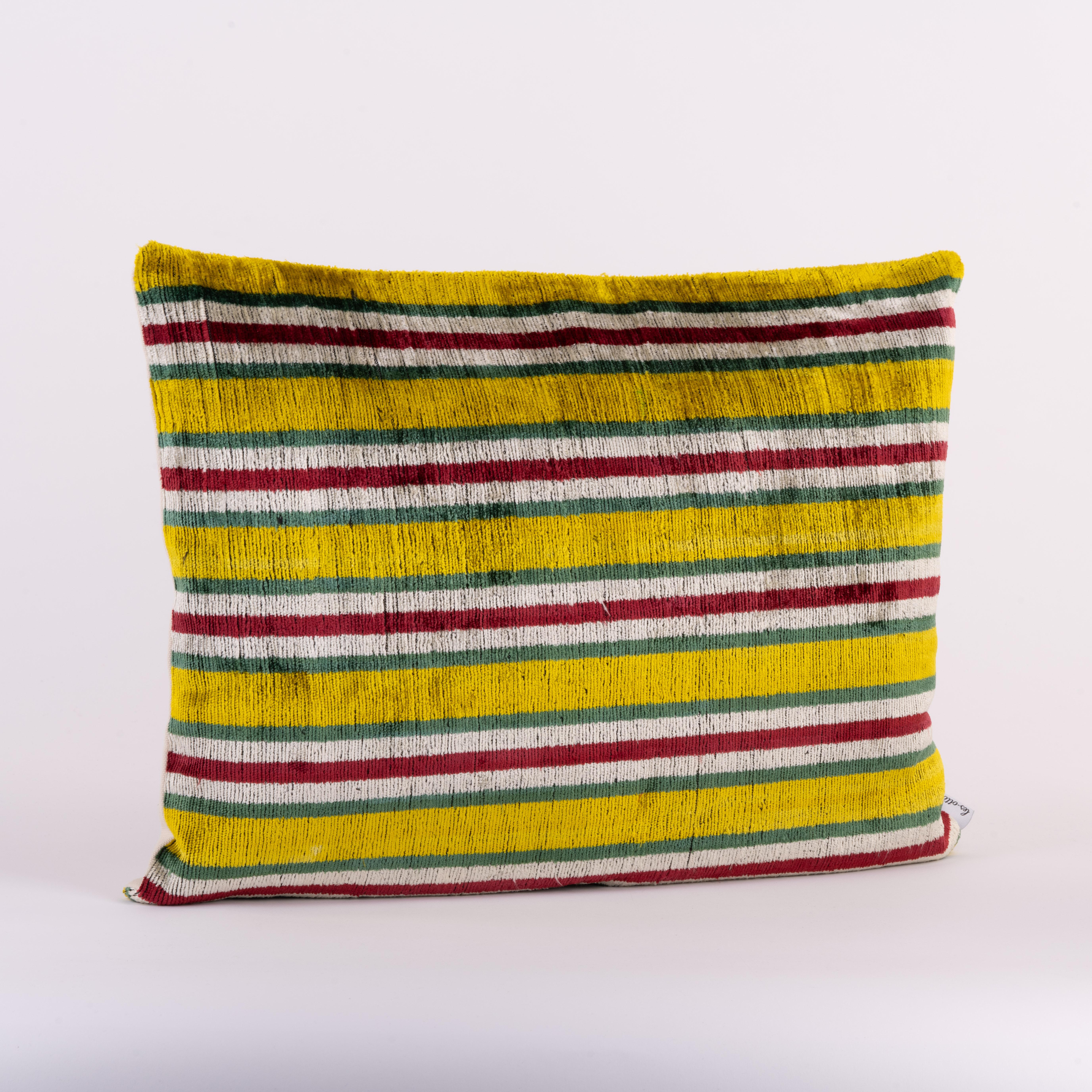 Aggiungi un tocco di lusso e vivacità alla tua casa con i nostri cuscini in velluto di seta. Caratterizzati da un design audace e colorato sul davanti, questi cuscini regalano una dichiarazione artistica a qualsiasi spazio. Il ricco e sontuoso