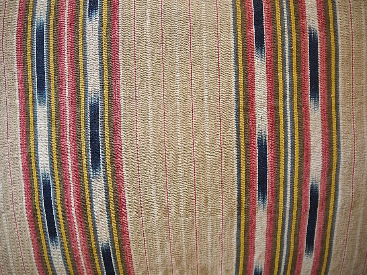 Ikat Striped Ticking Linen Pillow French, 19th Century In Fair Condition In London, GB