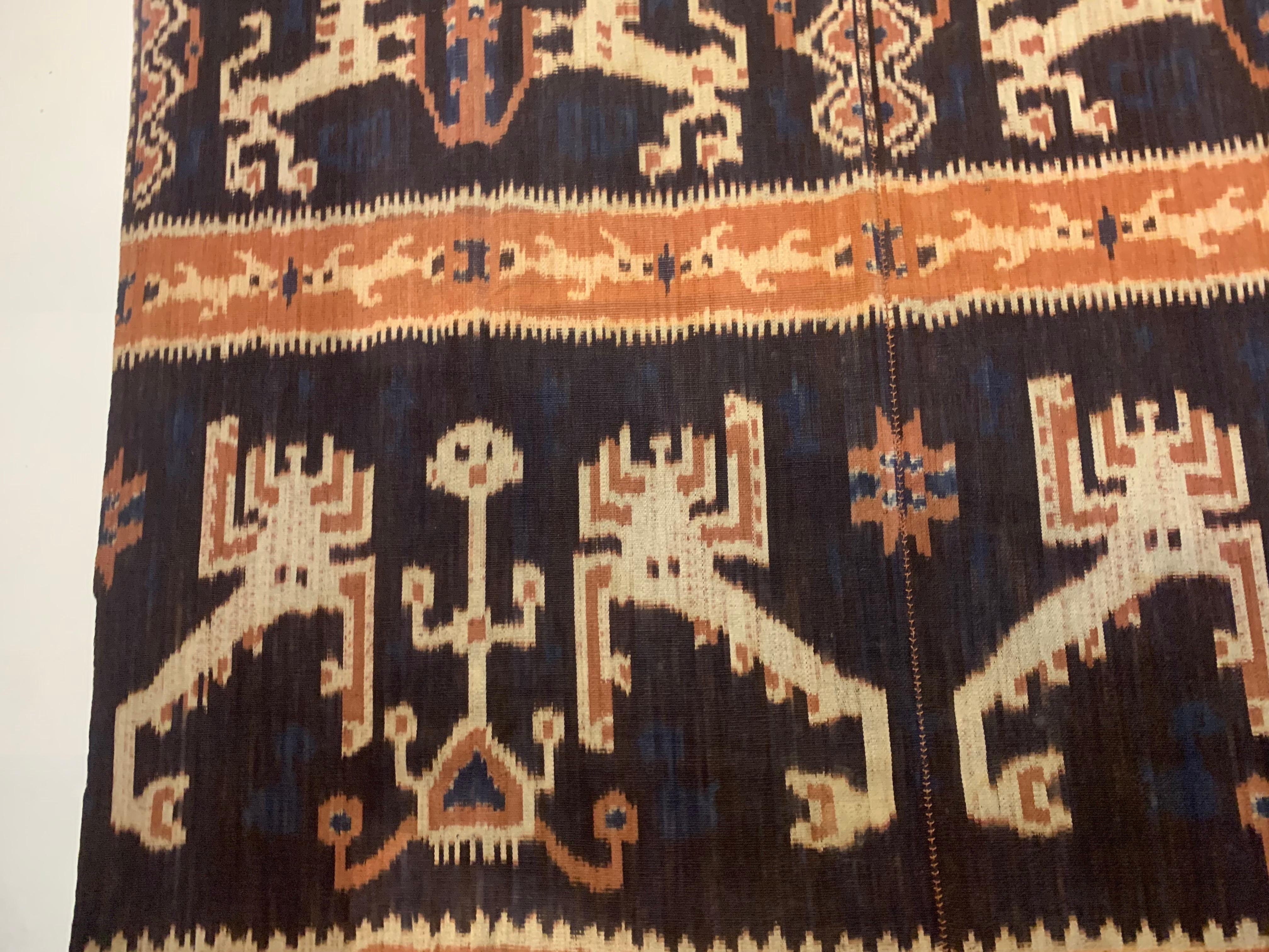 Hand-Woven Ikat Textile from Sumba Island Stunning Tribal Motifs, Indonesia  For Sale