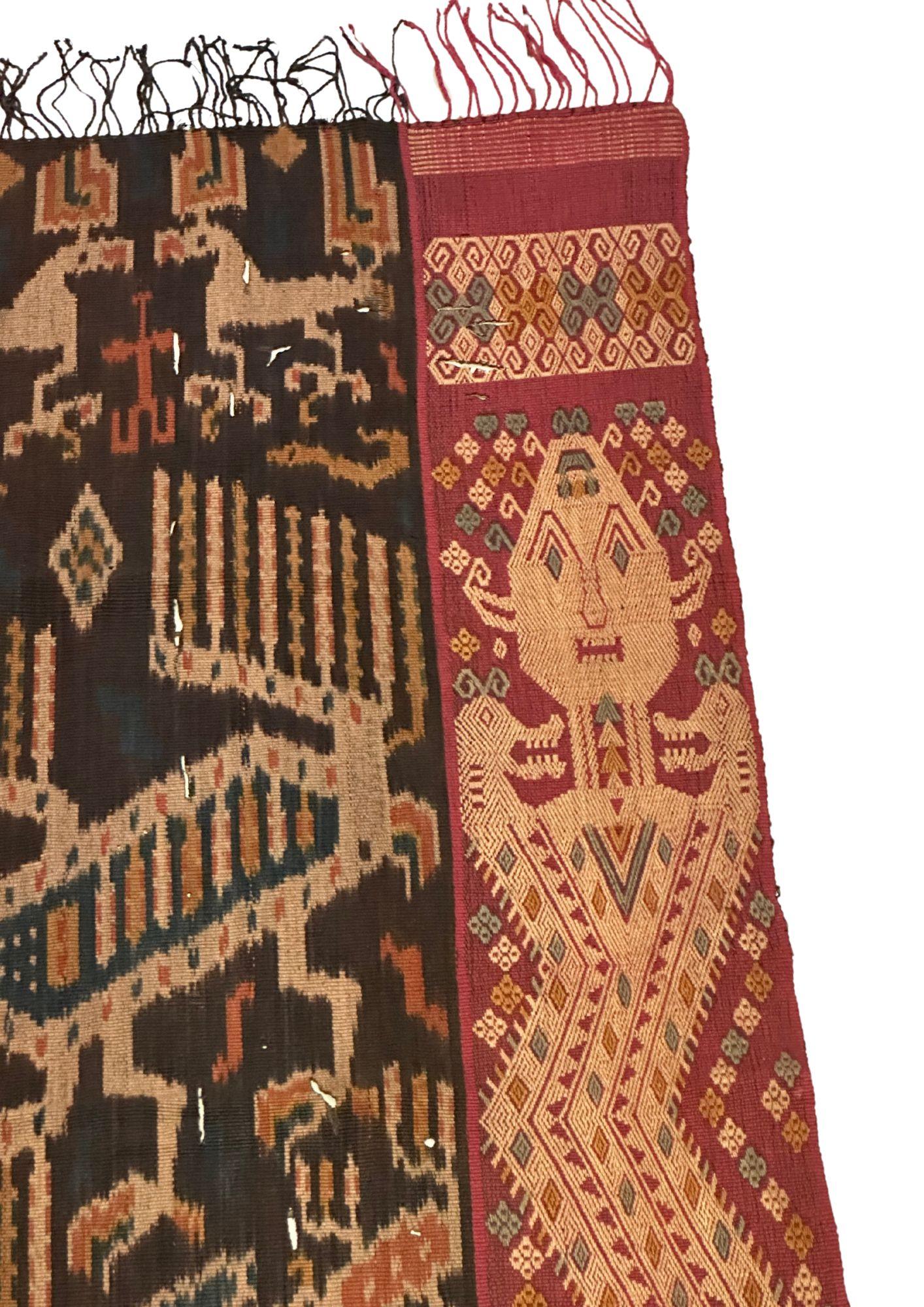 Hand-Woven Ikat Textile from Sumba Island Stunning Tribal Motifs, Indonesia For Sale