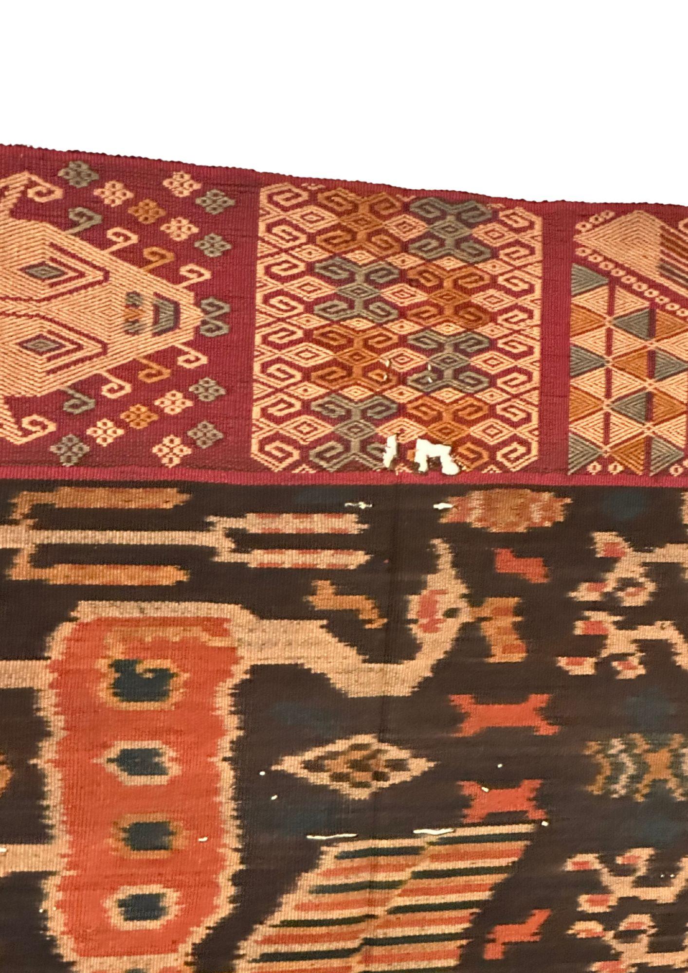Mid-20th Century Ikat Textile from Sumba Island Stunning Tribal Motifs, Indonesia For Sale