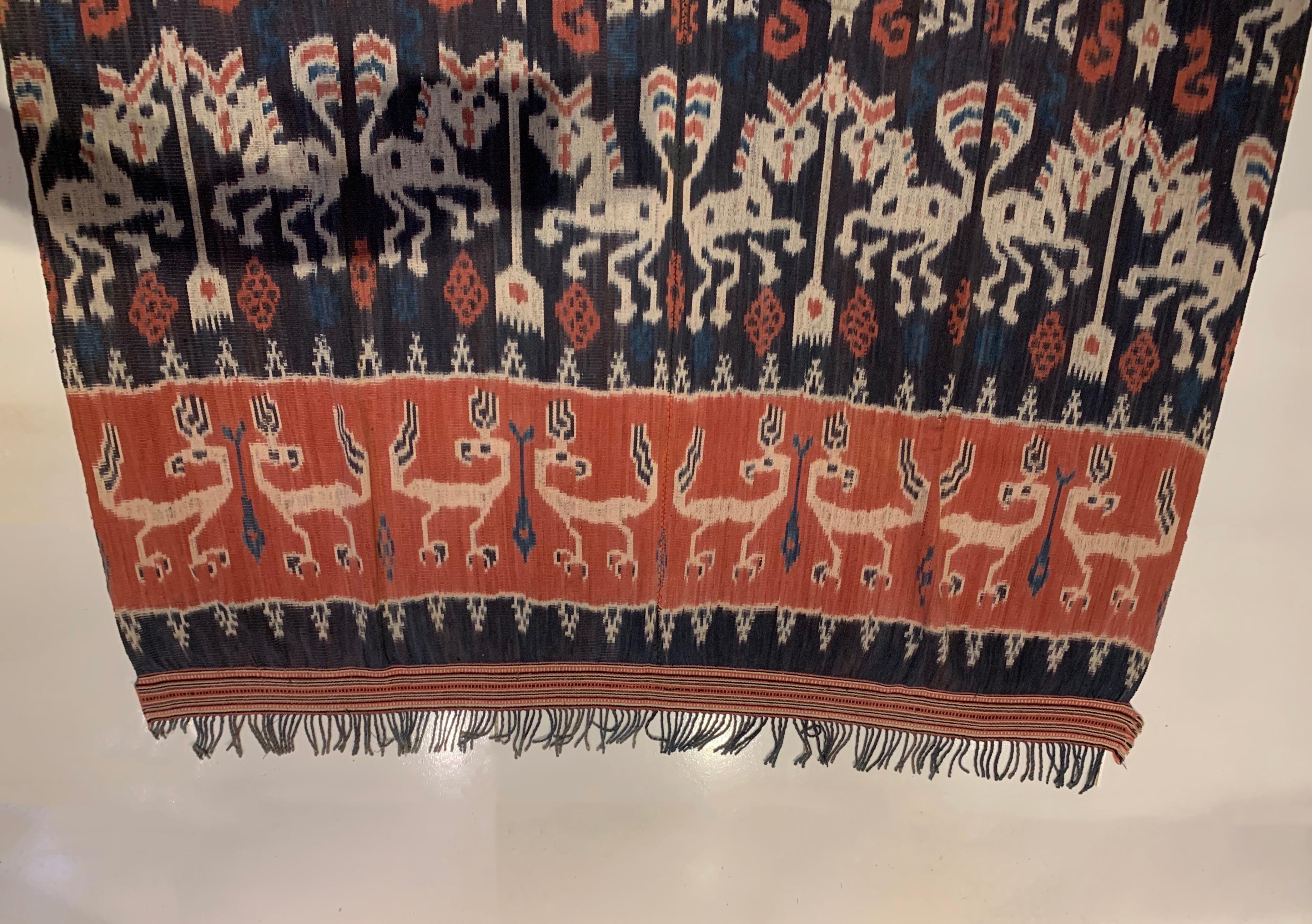 Yarn Ikat Textile from Sumba Island Stunning Tribal Motifs, Indonesia For Sale