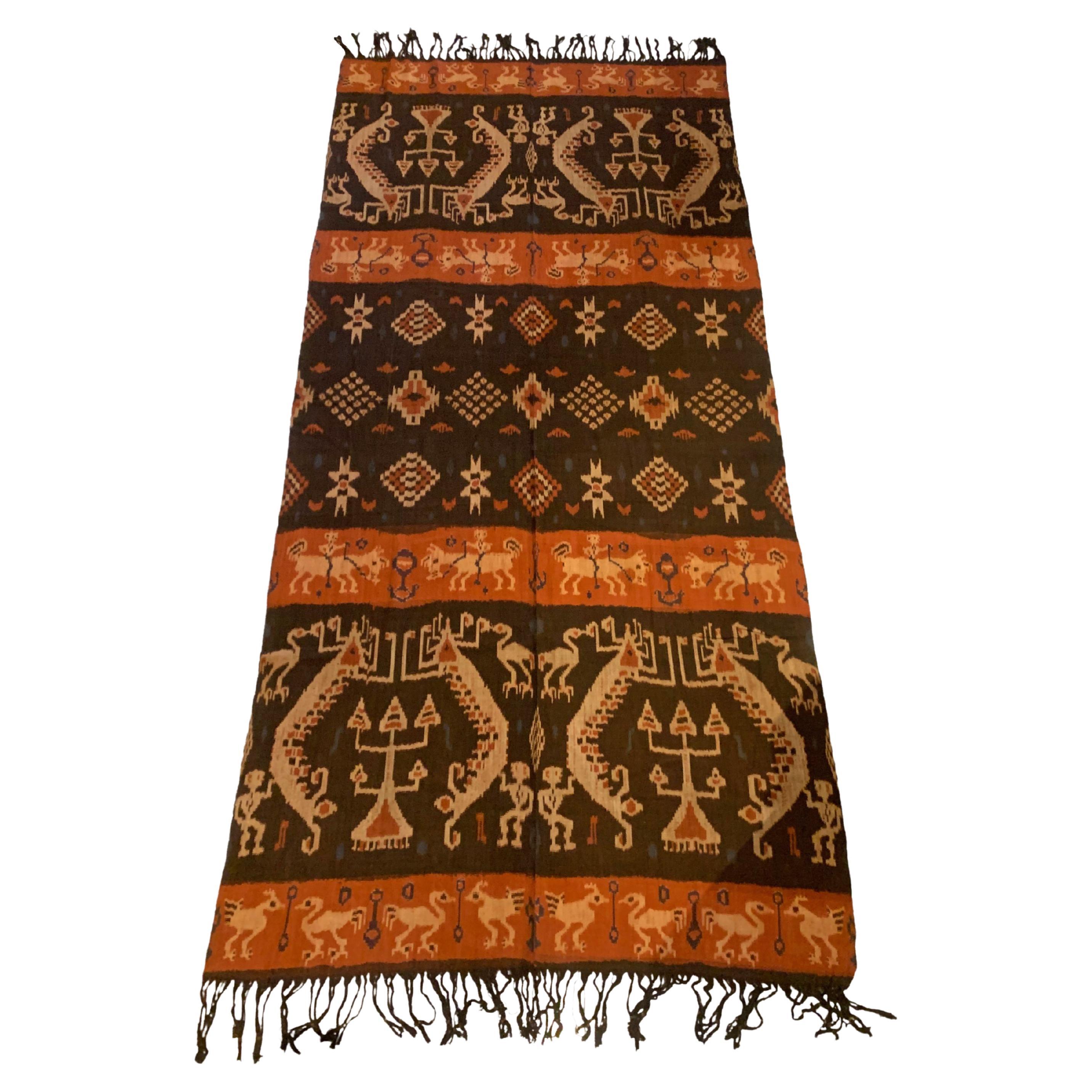 Ikat Textile from Sumba Island Tribal Motifs, Indonesia