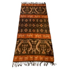 Vintage Ikat Textile from Sumba Island Tribal Motifs, Indonesia