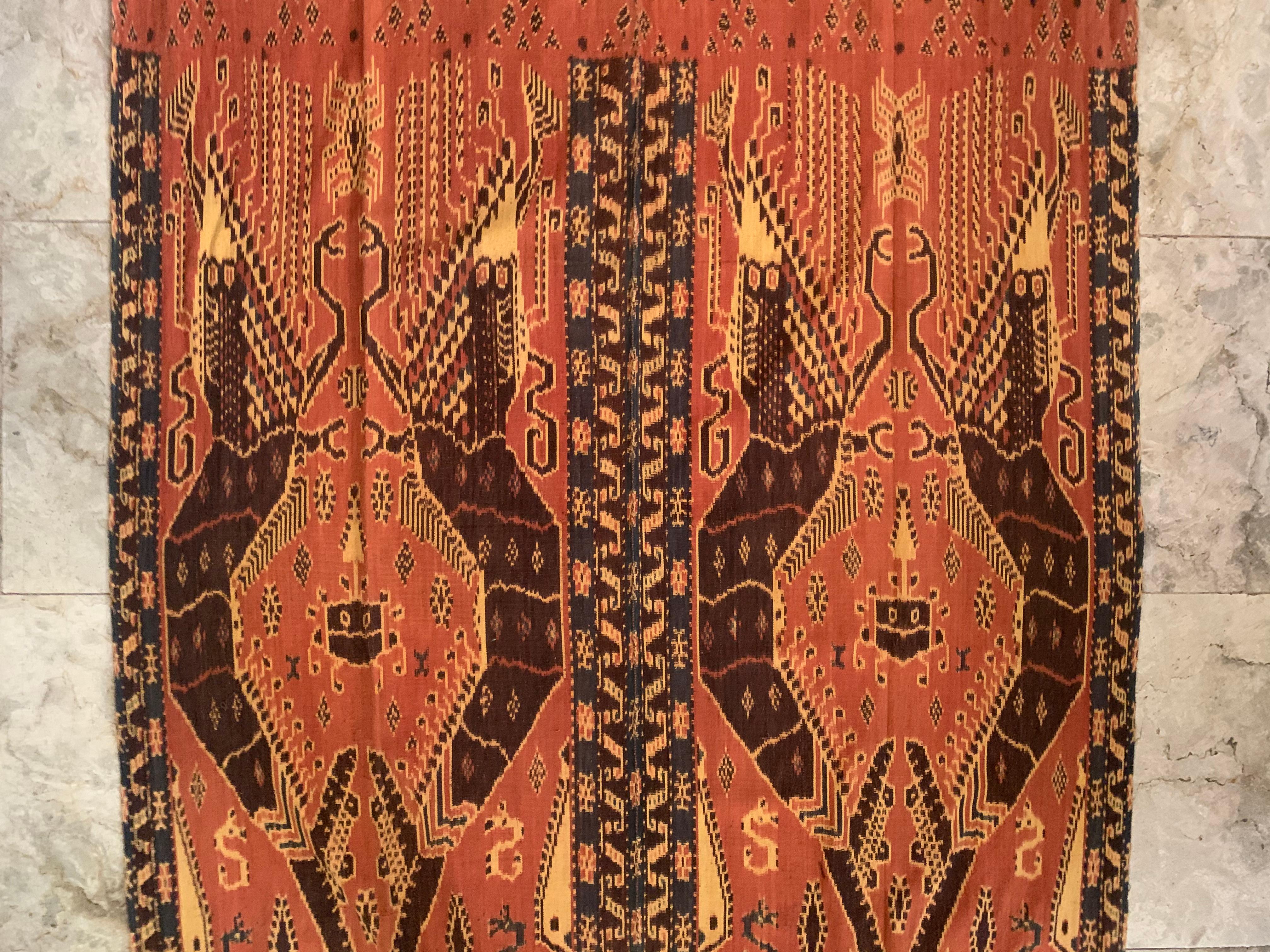 Hand-Woven Ikat Textile from Sumba Island with Stunning Tribal Motifs, Indonesia