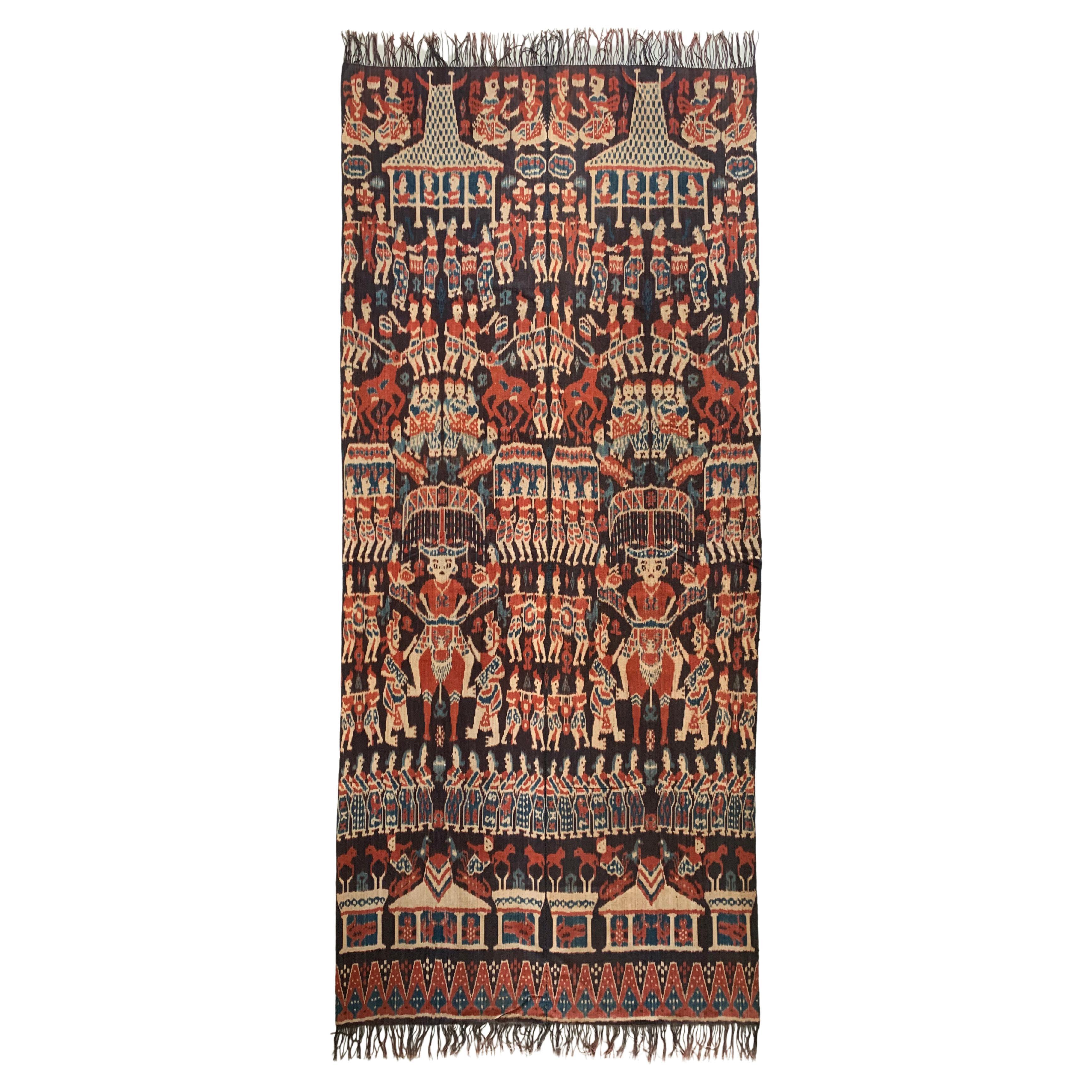 Textile Ikat de l'île de Sumba avec d'étonnants motifs tribaux, Indonésie