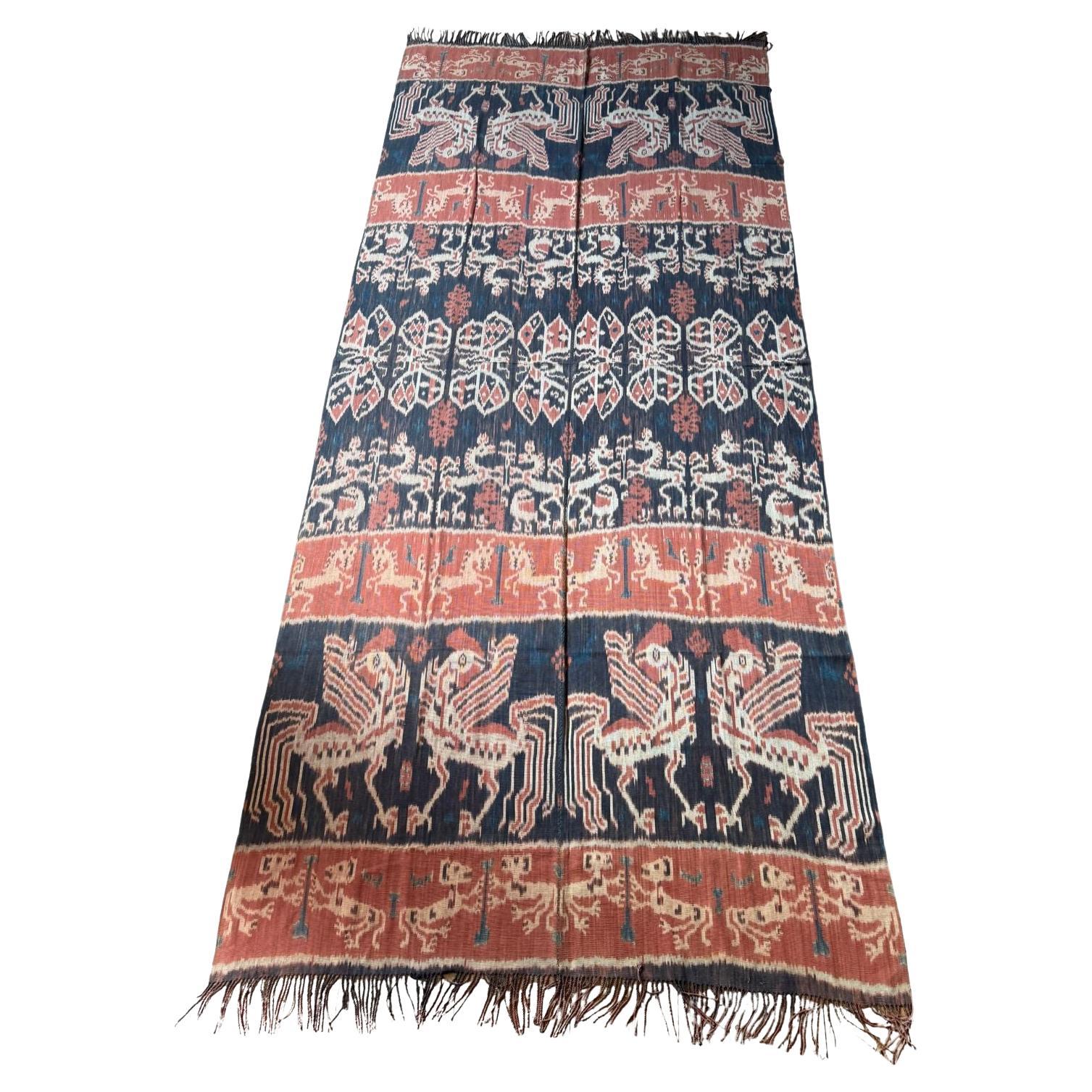 Ikat Textile from Sumba Stunning Tribal Motifs 
Colors, Indonesia c. 1950