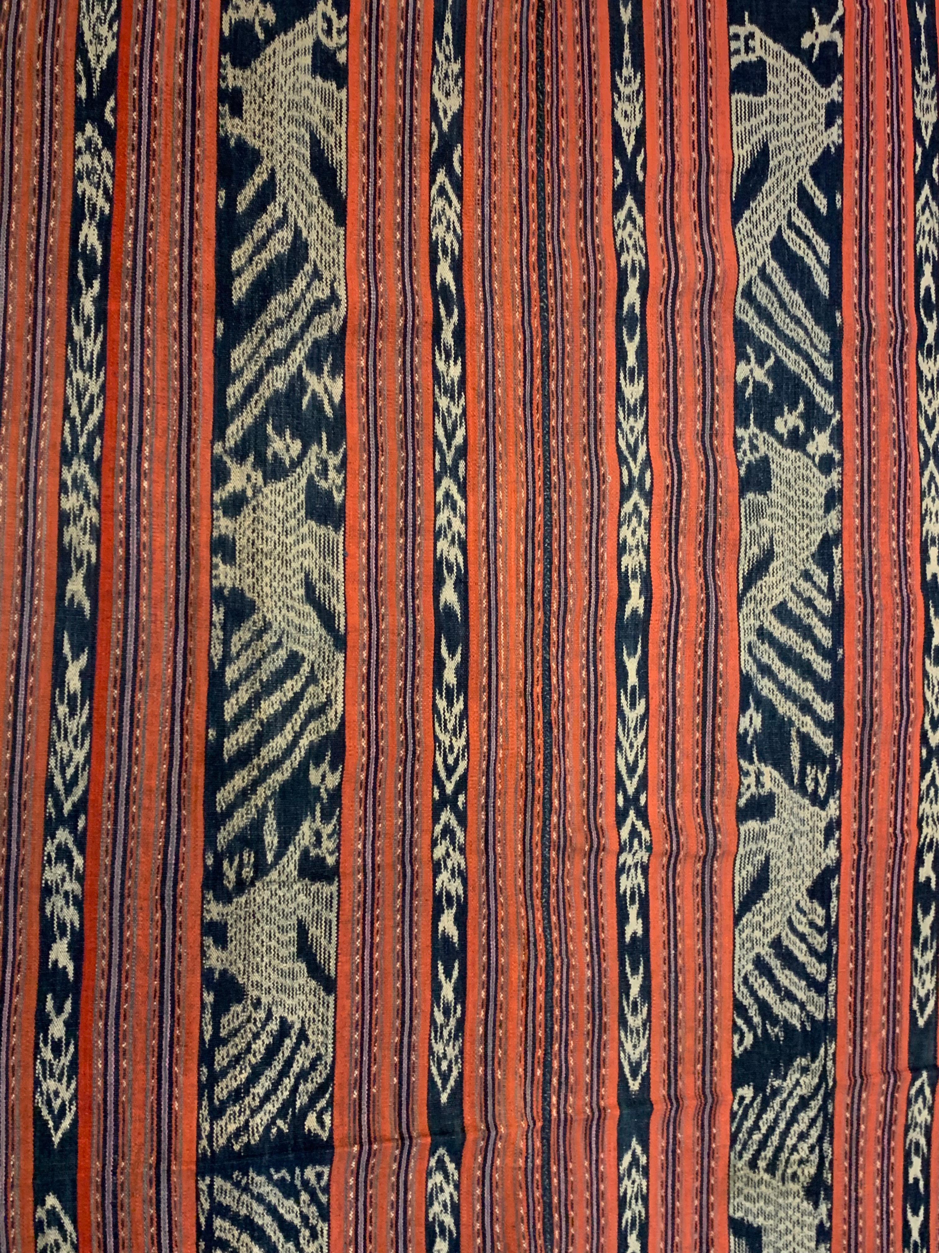 Hand-Woven Ikat Textile from Timor Stunning Tribal Motifs & Colors, Indonesia, c. 1950 For Sale