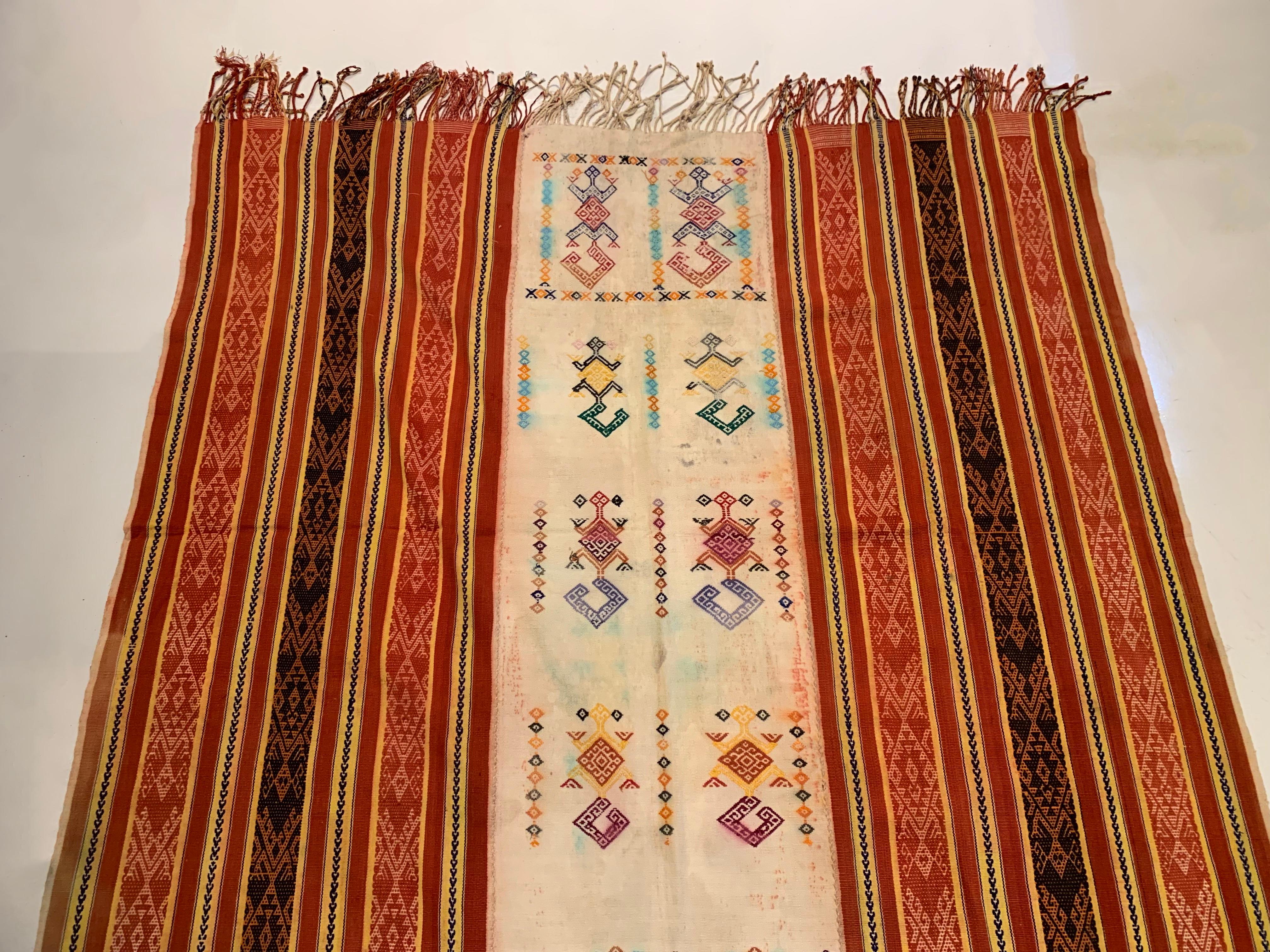 Mid-20th Century Ikat Textile from Timor Stunning Tribal Motifs & Colors, Indonesia c. 1950 For Sale