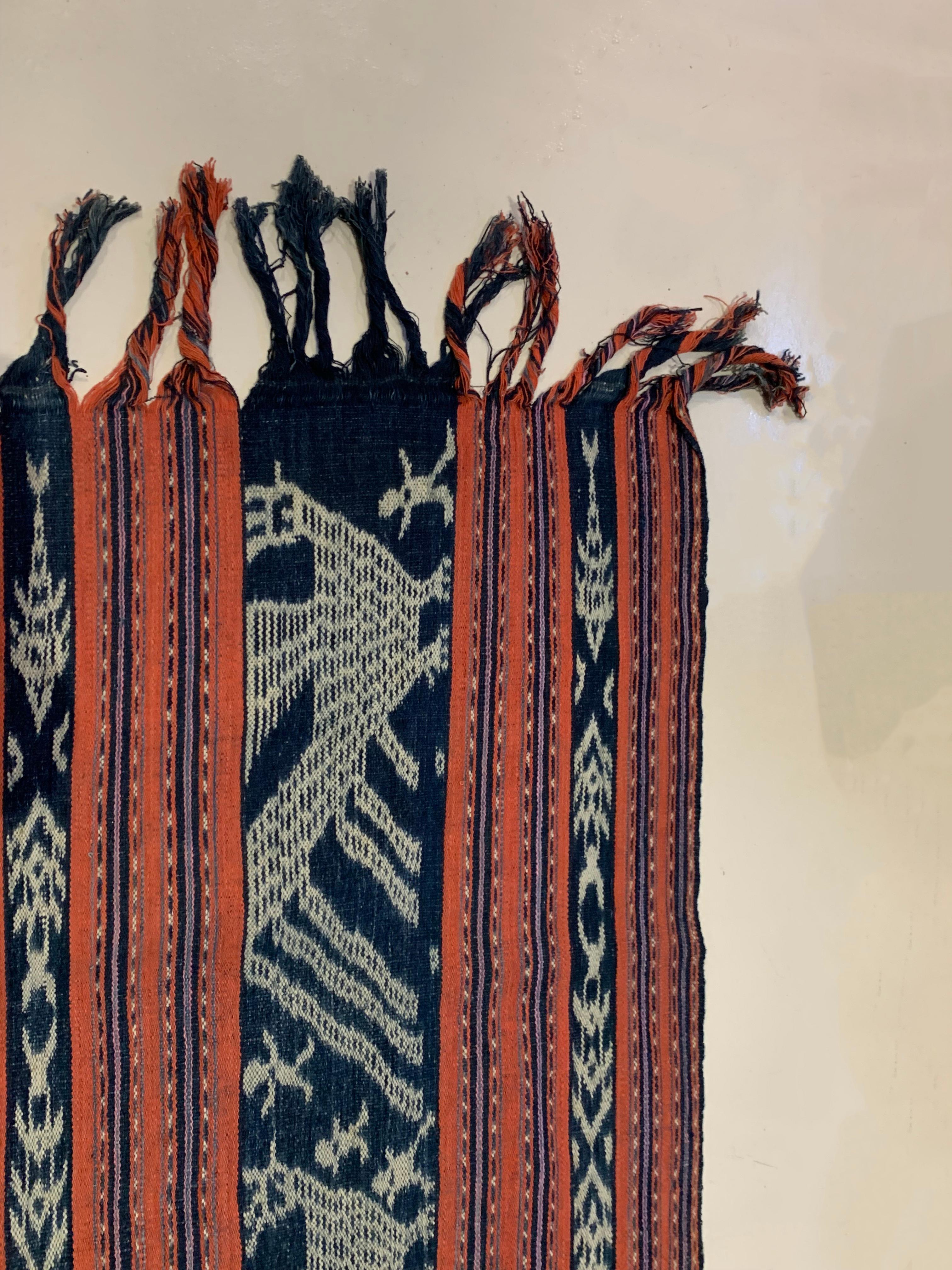 Mid-20th Century Ikat Textile from Timor Stunning Tribal Motifs & Colors, Indonesia, c. 1950 For Sale