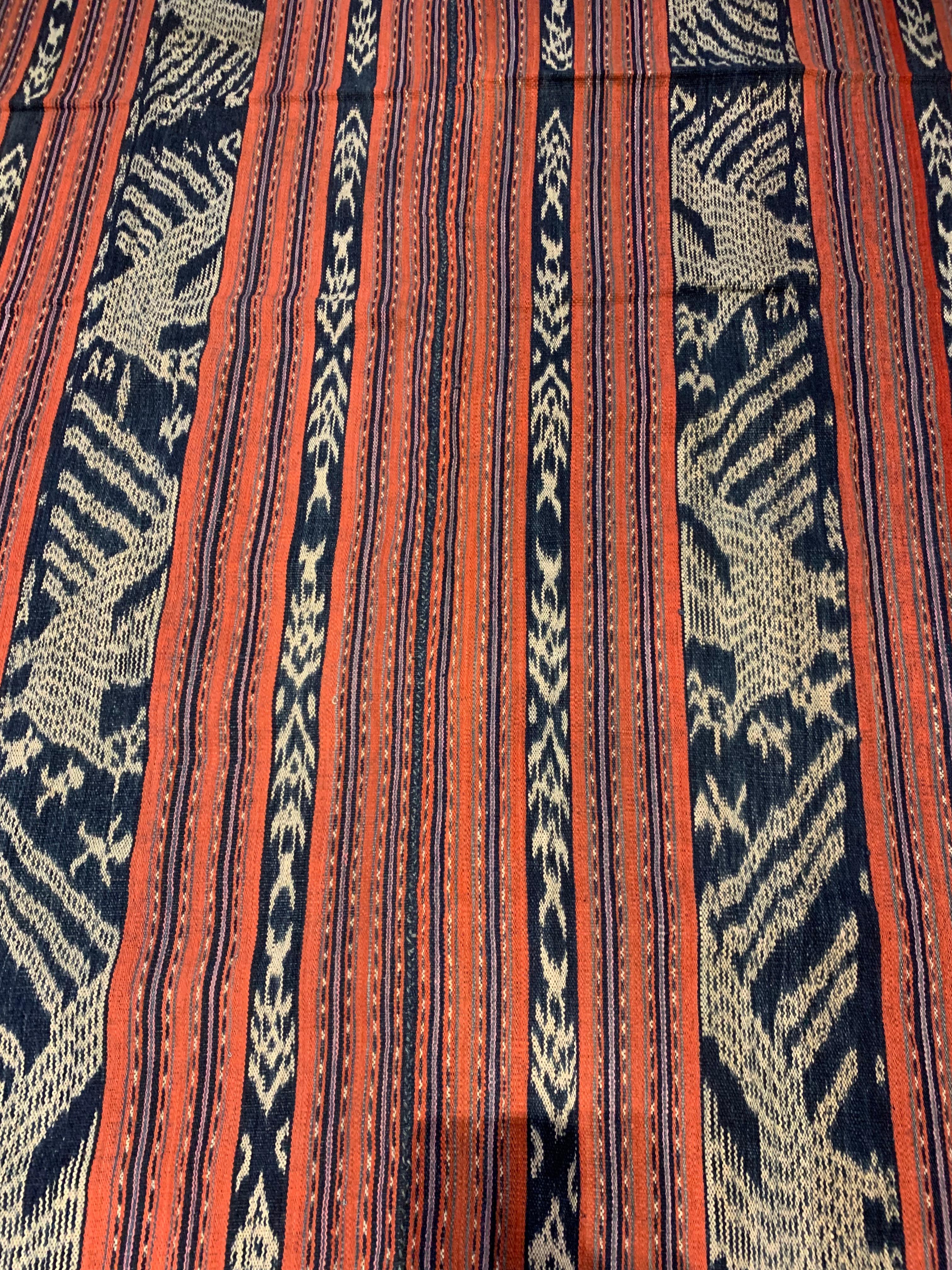 Yarn Ikat Textile from Timor Stunning Tribal Motifs & Colors, Indonesia, c. 1950 For Sale