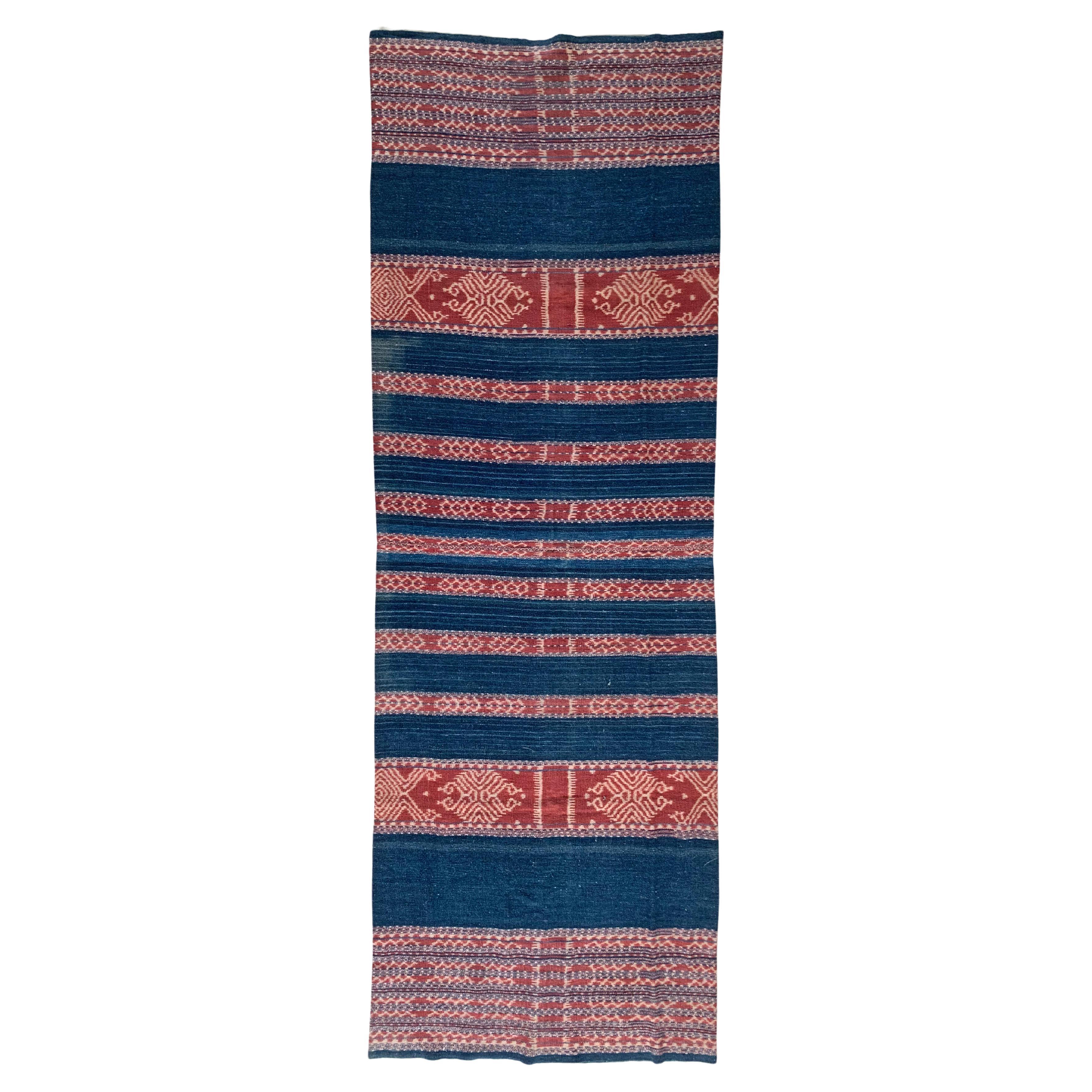 Ikat Textile from Timor with Naturally Coloured Dye & Tribal Motifs, Indonesia For Sale