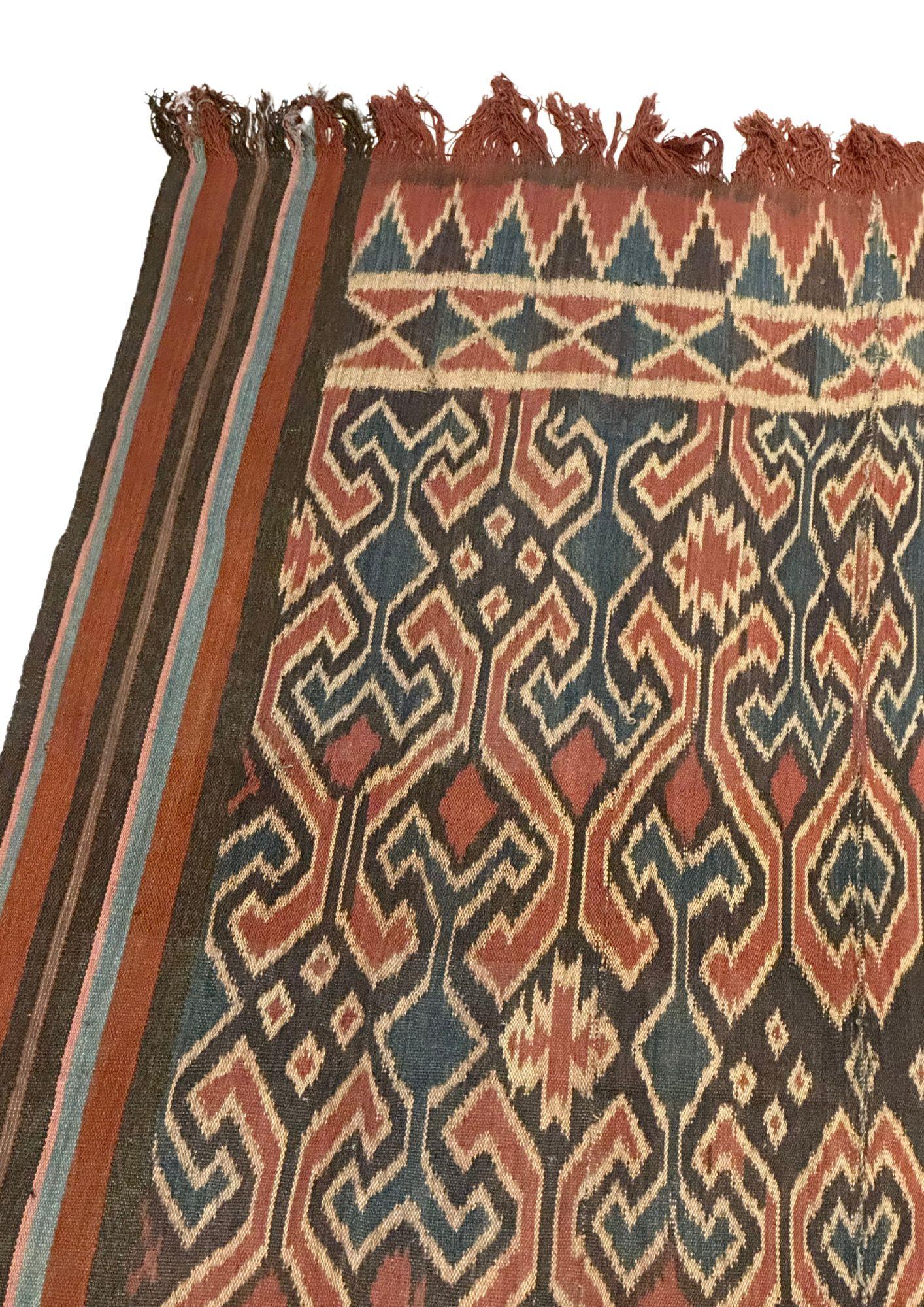 Yarn Ikat Textile from Toraja Tribe of Sulawesi with Stunning Tribal Motifs C. 1900 For Sale