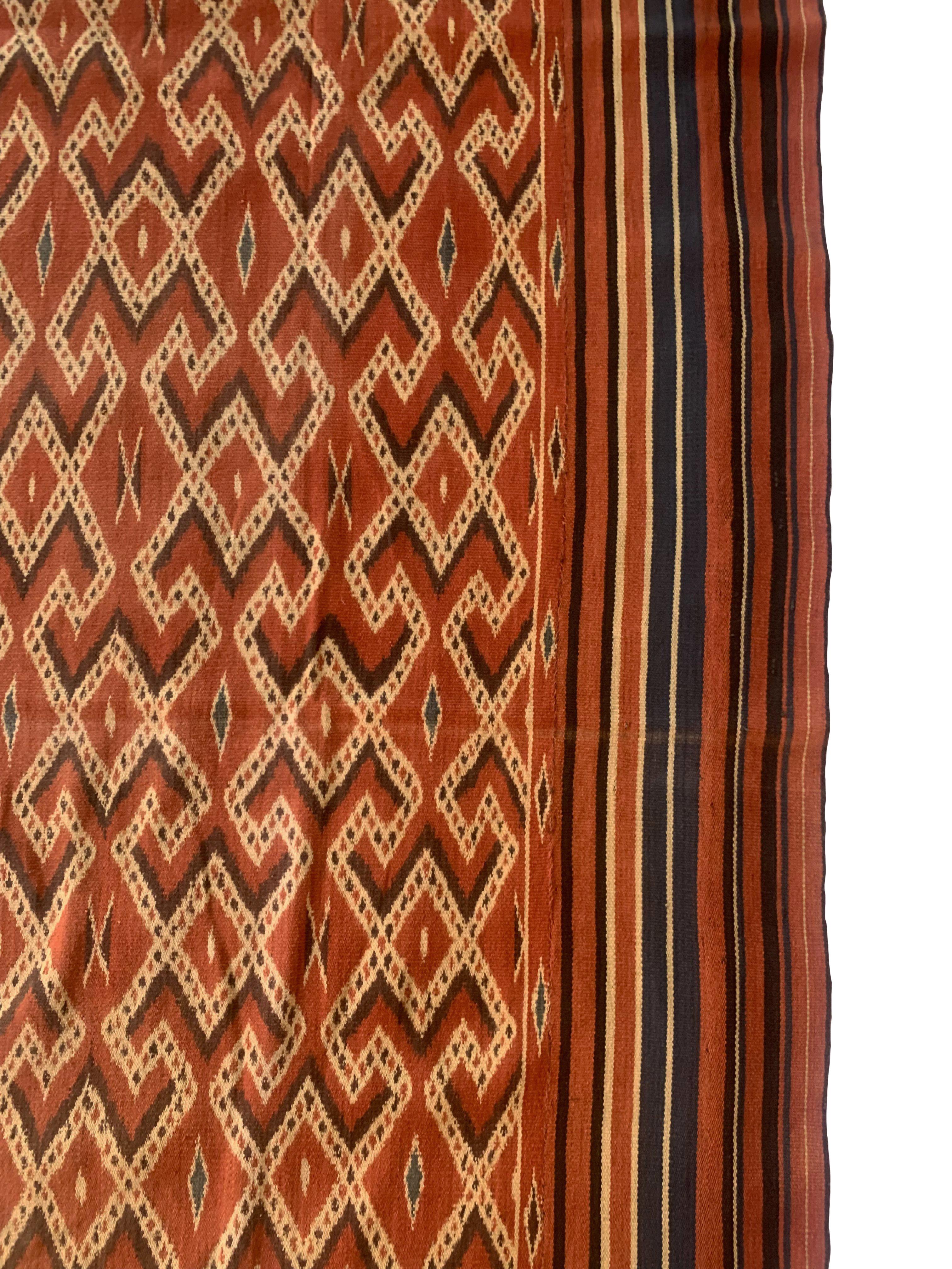 Indonesian Ikat Textile from Toraja Tribe of Sulawesi with Stunning Tribal Motifs C. 1950 For Sale