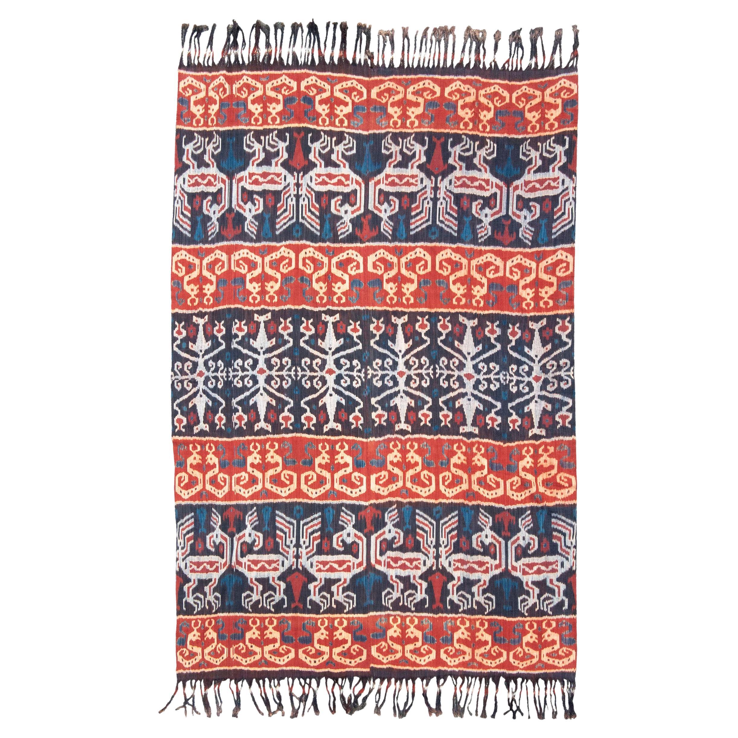 Ikat Textile Rug, 20th Century For Sale
