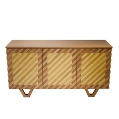IKB 191 Handcrafted Oakwood Yellow Lacquered Glass Sideboard, Spain, 2021
