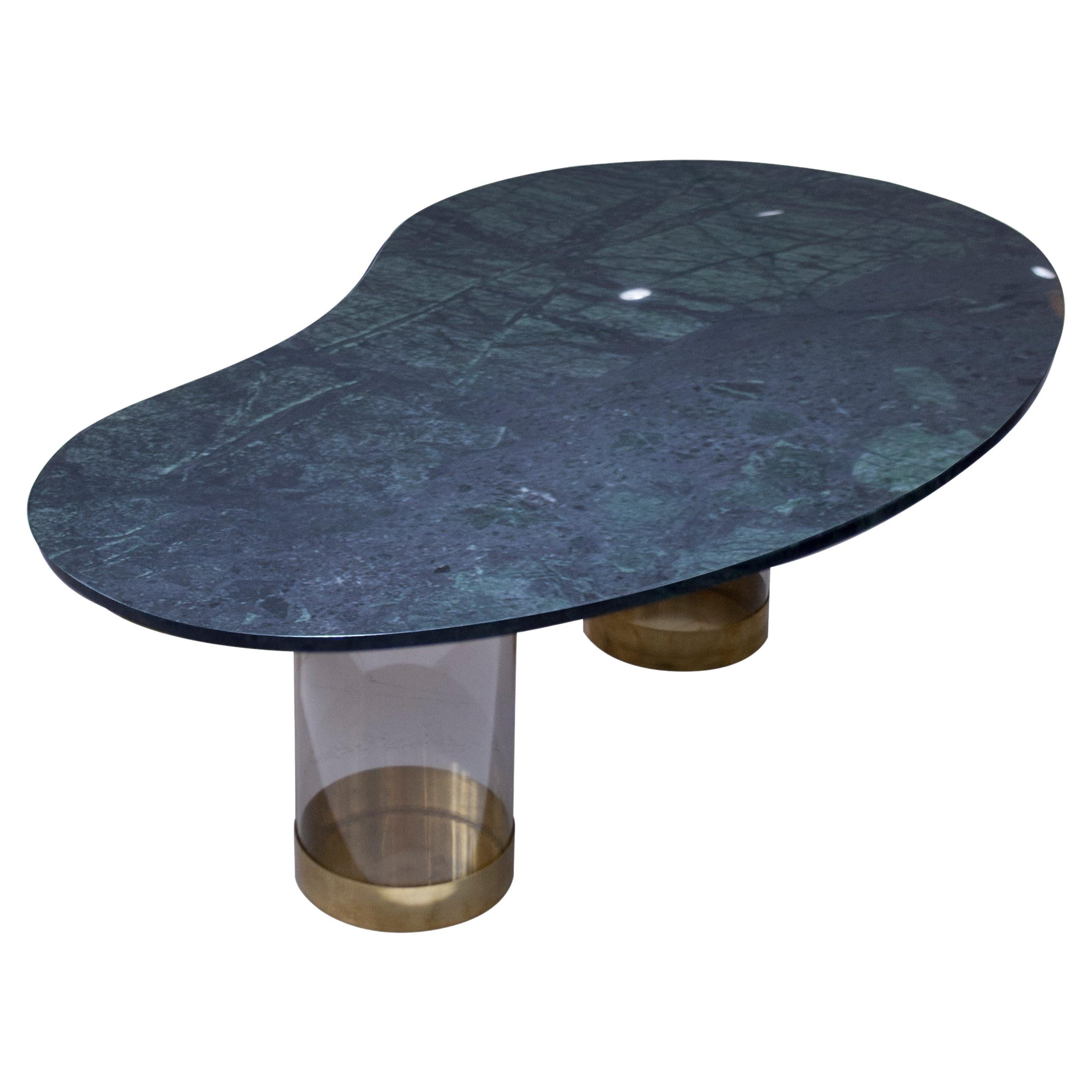IKB191 Contemporary Green Marble Center Table, Spain, 2022