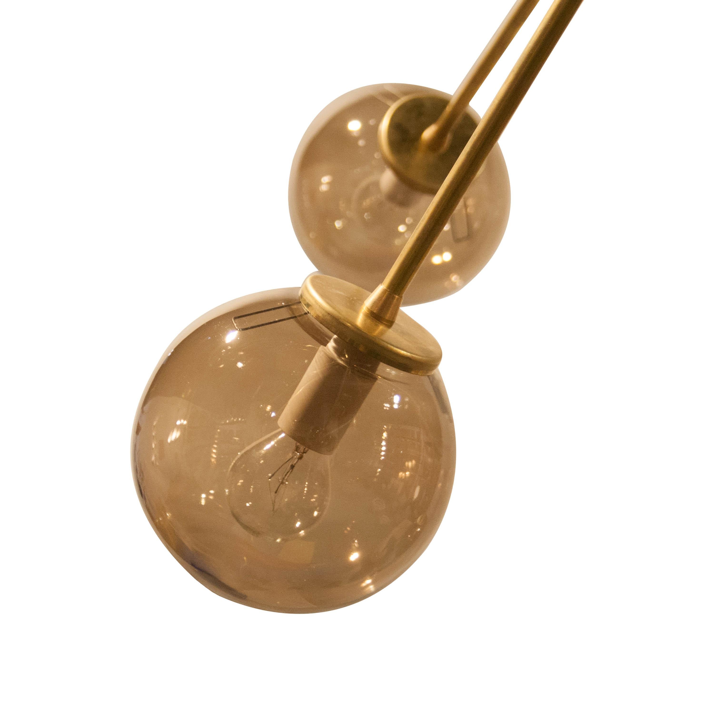 Modern IKB191 Contemporary Sputnik Style Brass Glass Suspension Lamp, Spain, 2020 For Sale