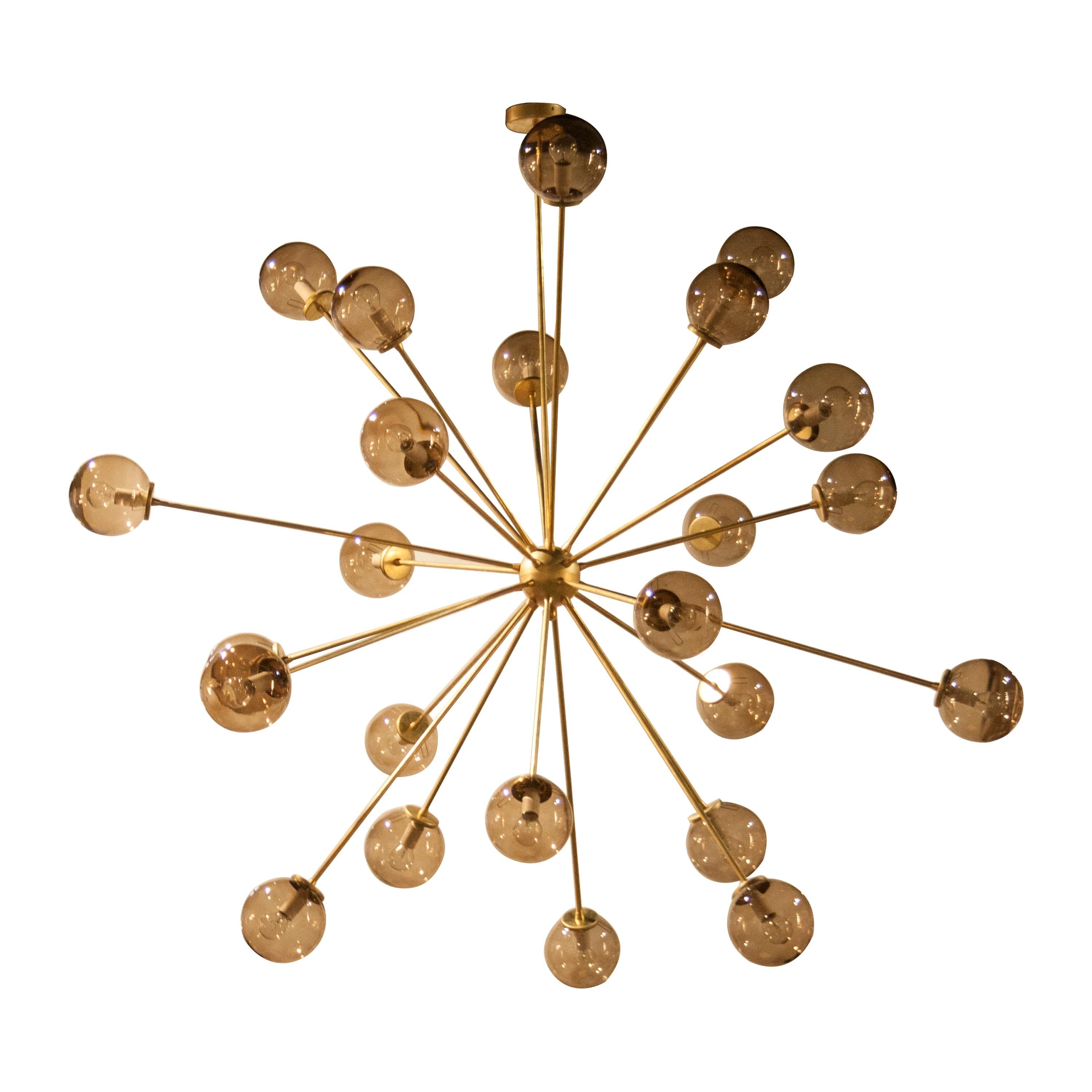  IKB191 Contemporary Sputnik Style Brass Glass Suspension Lamp, Spain, 2020 For Sale