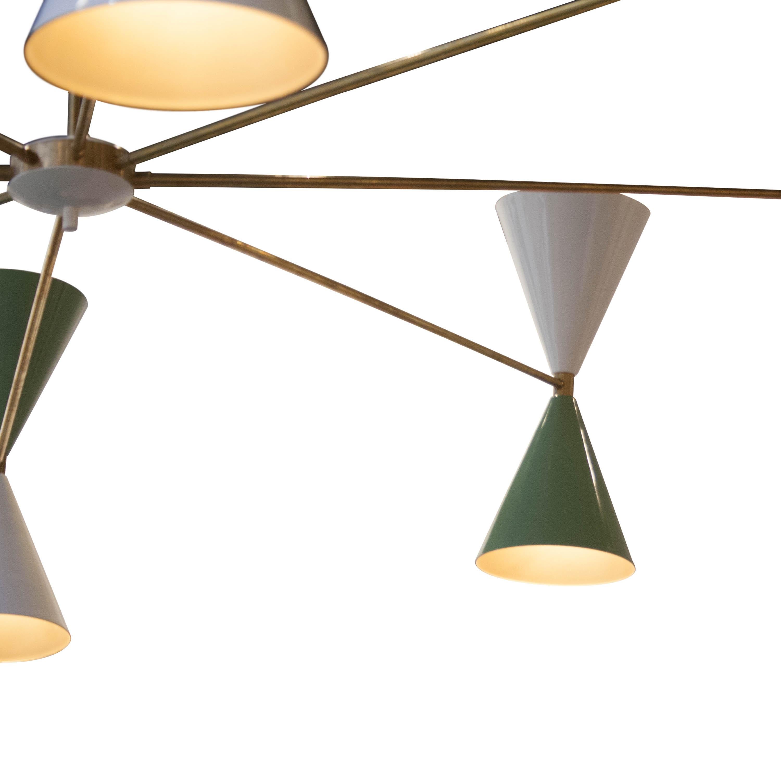 Modern IKB191 Contemporary Stilnovo Style Brass Glass Suspension Lamp, Spain, 2020 For Sale