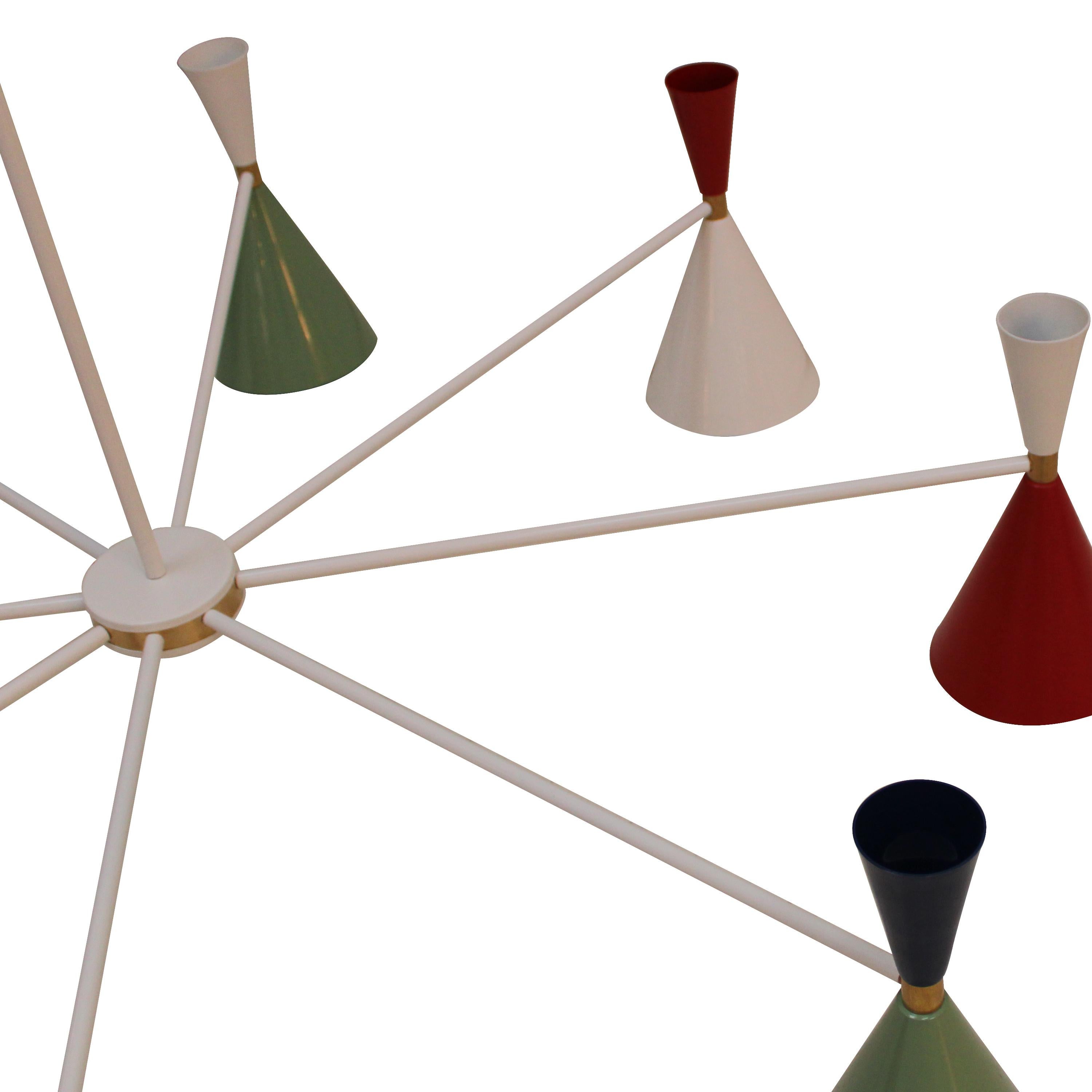 Moderne Lampe à suspension contemporaine en verre et laiton de style Stilnovo IKB191, Espagne, 2020 en vente