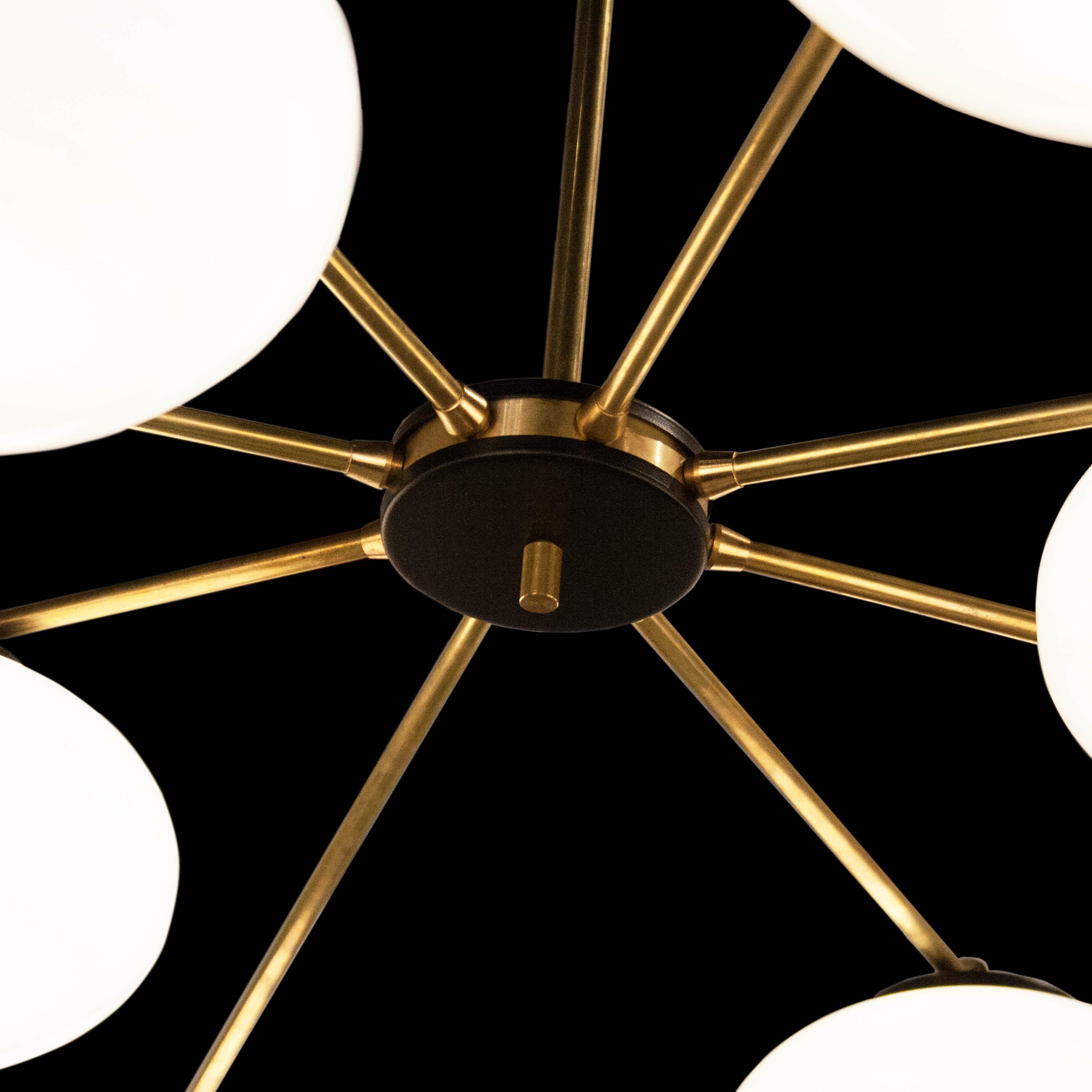 Spanish IKB191 Contemporary Stilnovo Style Brass Glass Suspension Lamp, Spain, 2020